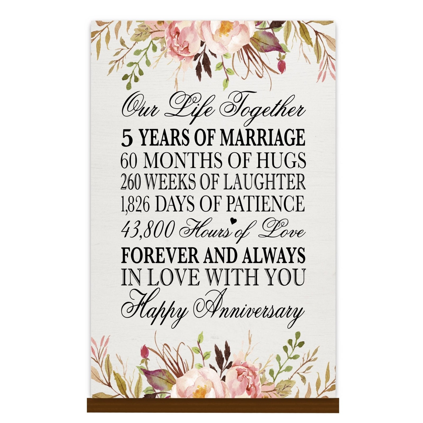 LifeSong Milestones 5th Anniversary Wall Plaque for Couples