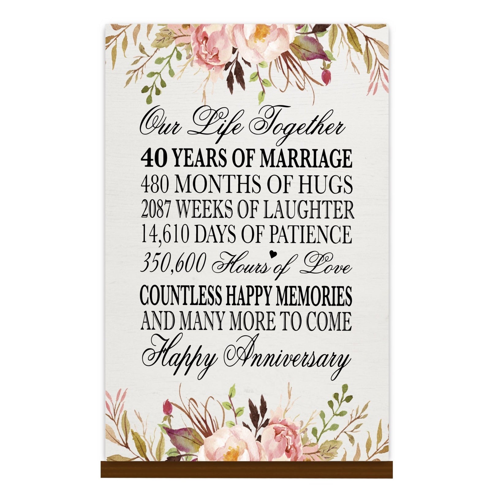 Anniversary Floral Sign with Stand - LifeSong Milestones