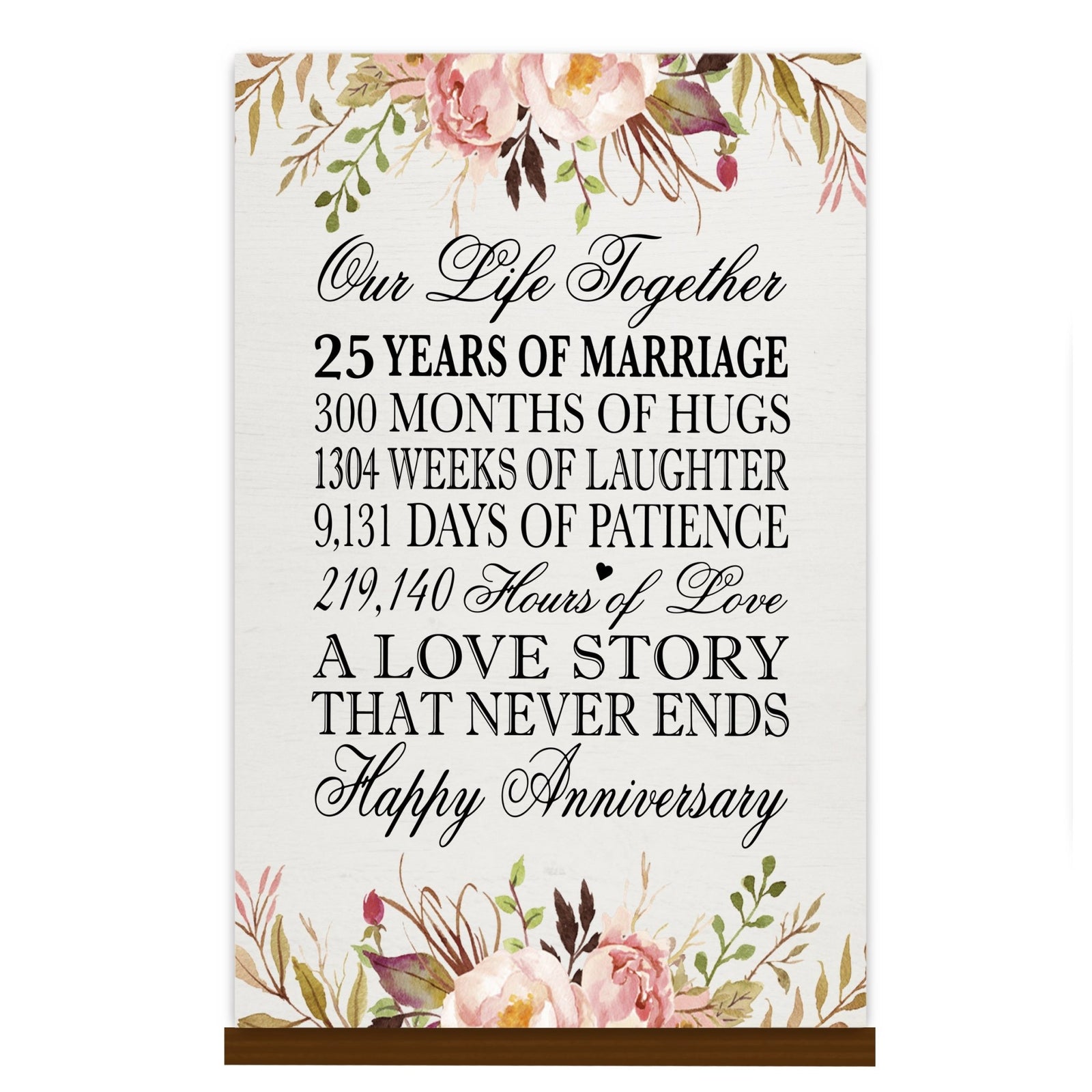 Anniversary Floral Sign with Stand - LifeSong Milestones