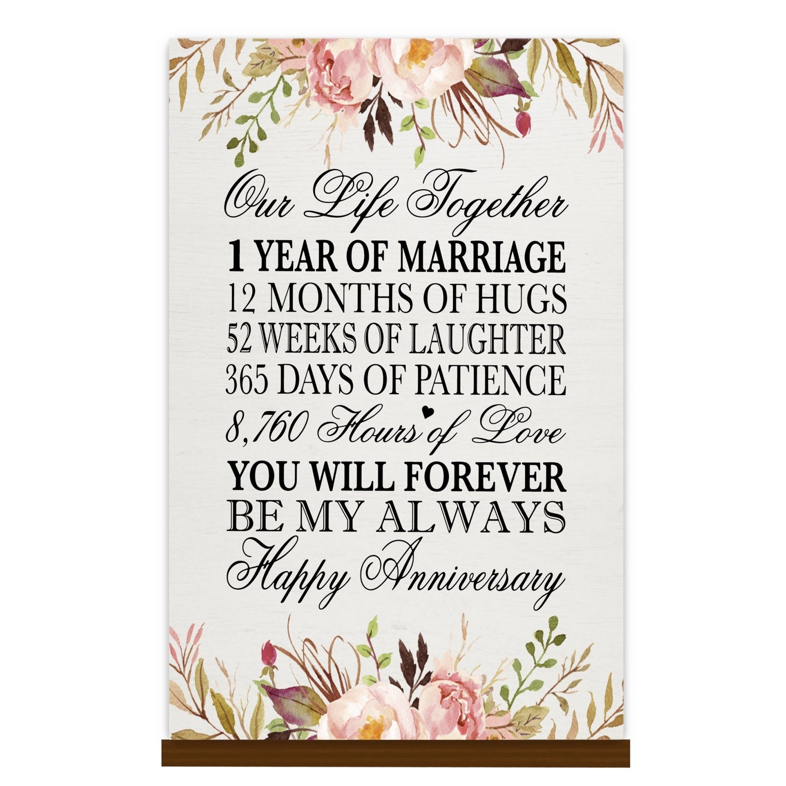 Anniversary Floral Sign with Stand - LifeSong Milestones