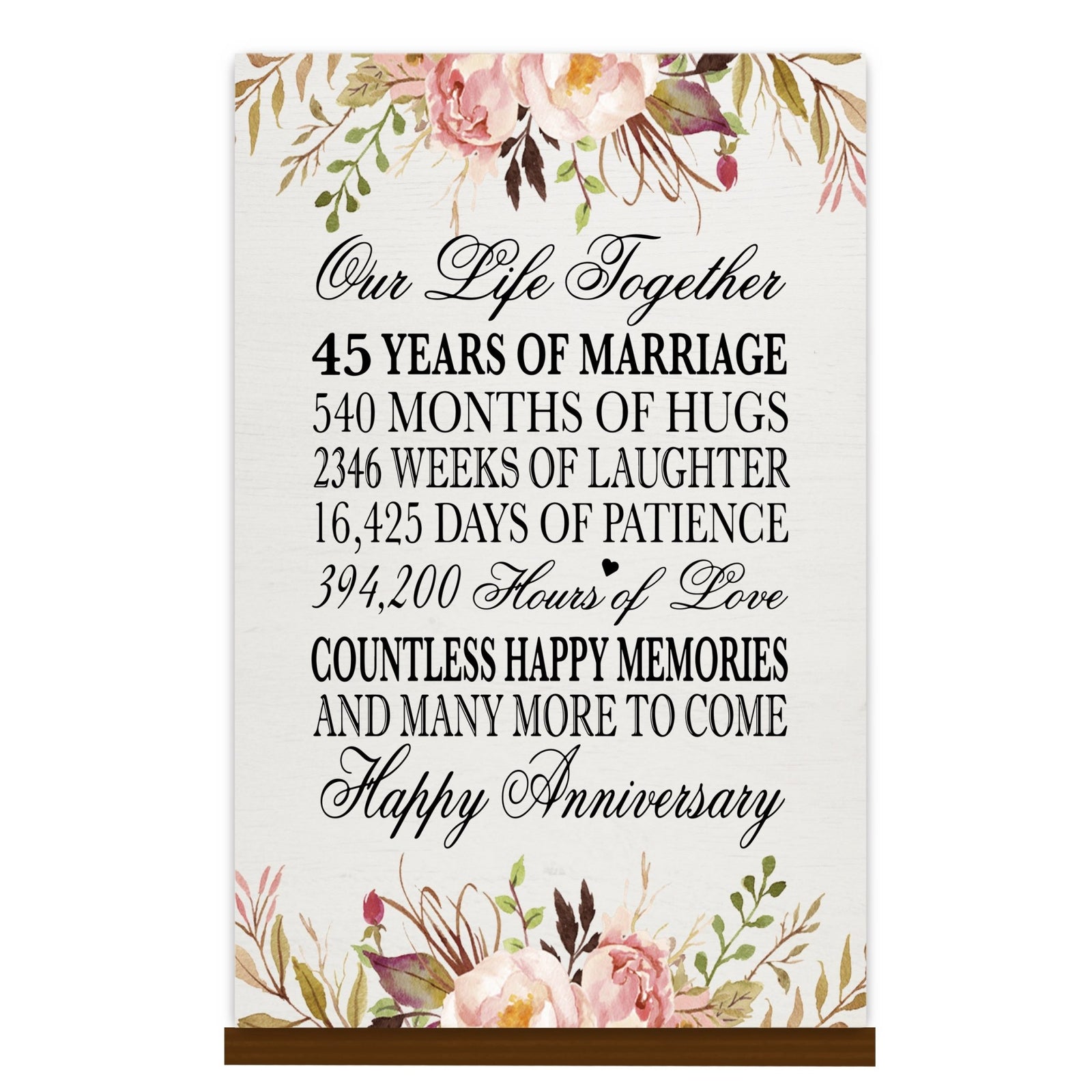 Anniversary Floral Sign with Stand - LifeSong Milestones