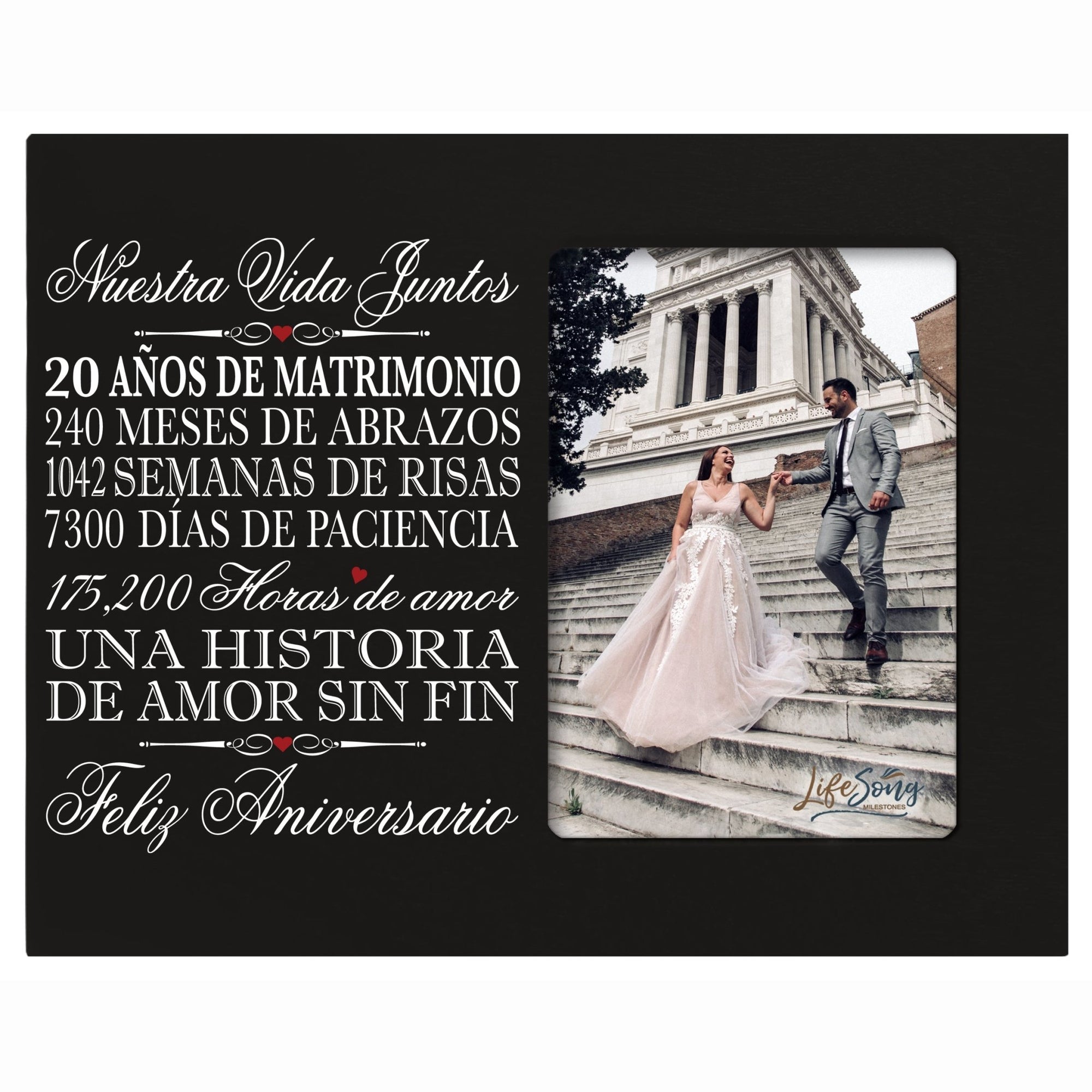 Lifesong Milestones Couples 20th Wedding Anniversary Spanish Picture Frame Gift Ideas