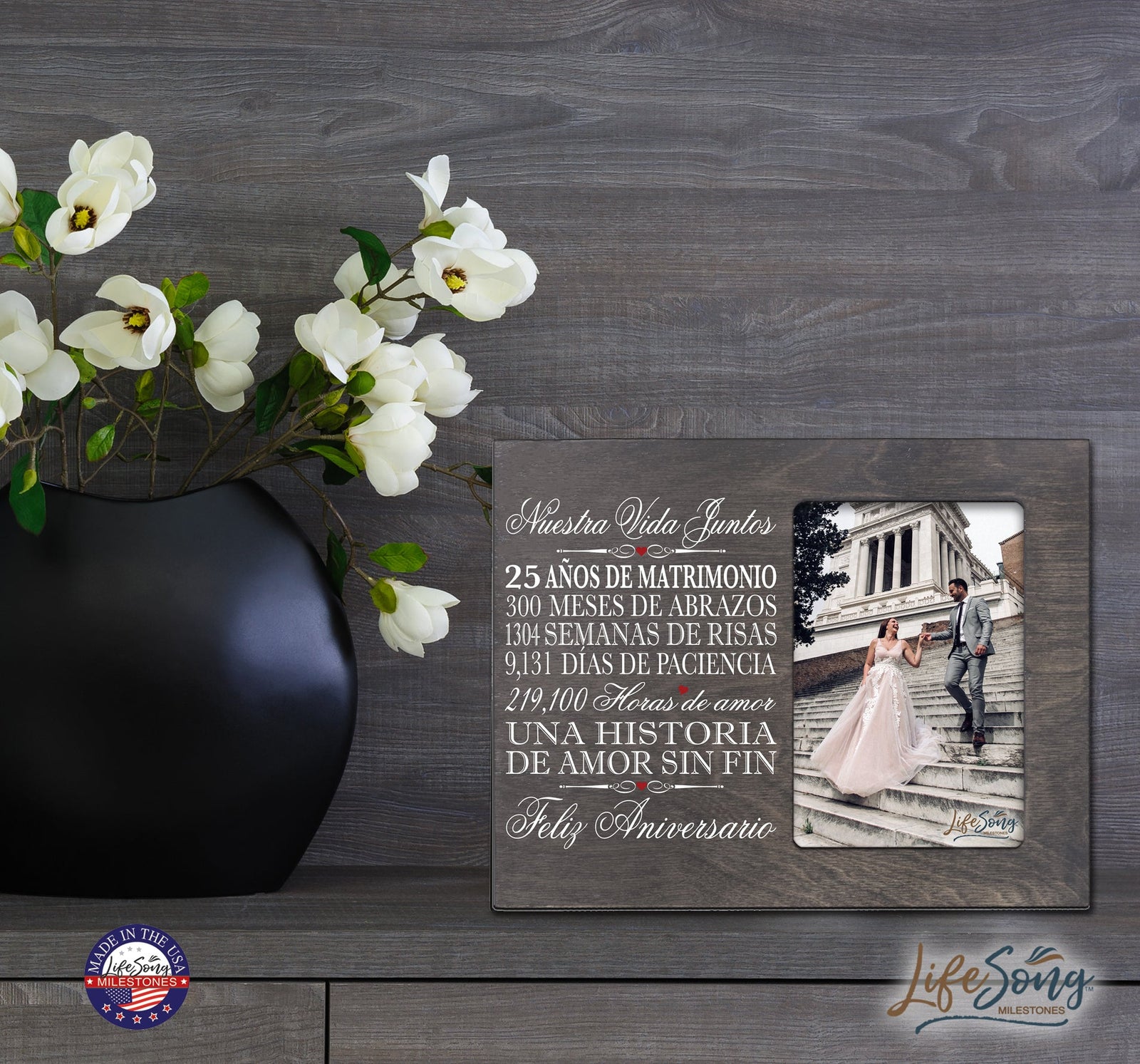 Lifesong Milestones Couples 25th Wedding Anniversary Spanish Picture Frame Gift Ideas