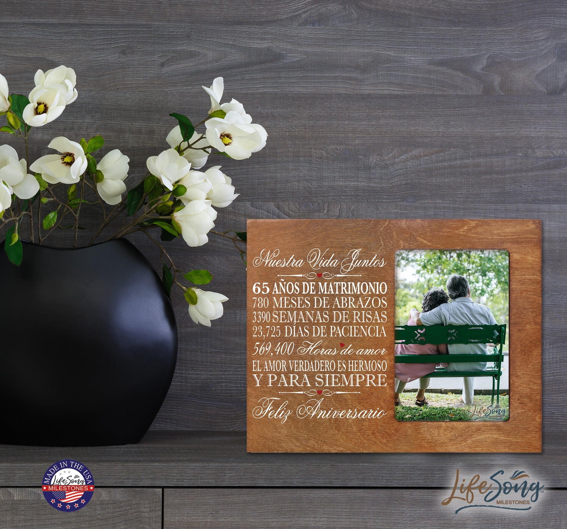Unique 65th Wedding Anniversary Gift Ideas for Couples – Spanish-themed frame.