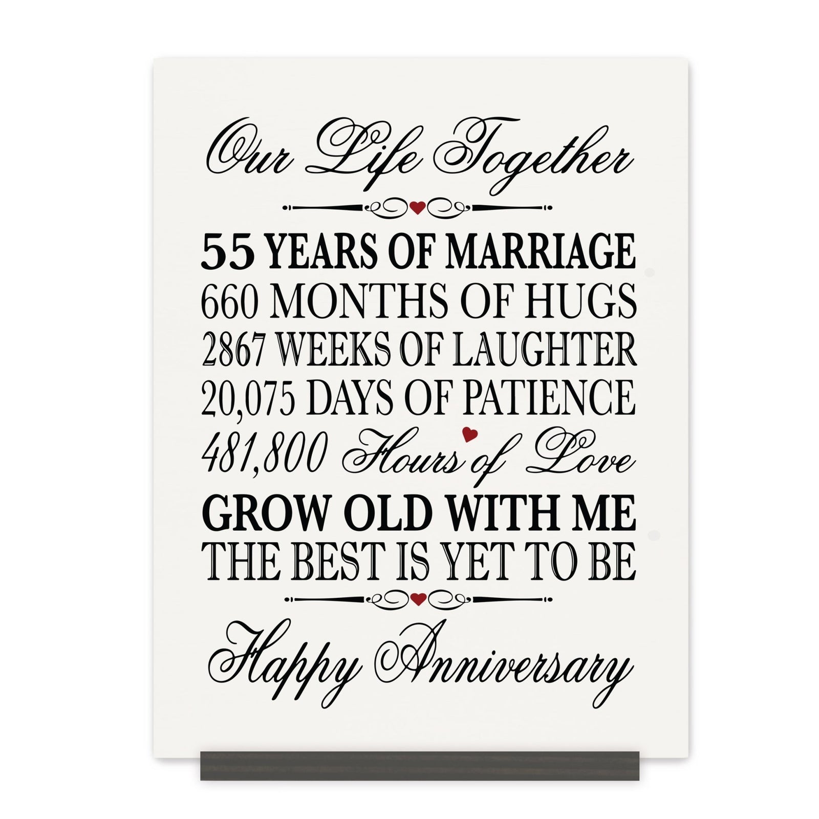 Anniversary Sign with Stand - Our Life Together Months Weeks Days Hours - LifeSong Milestones