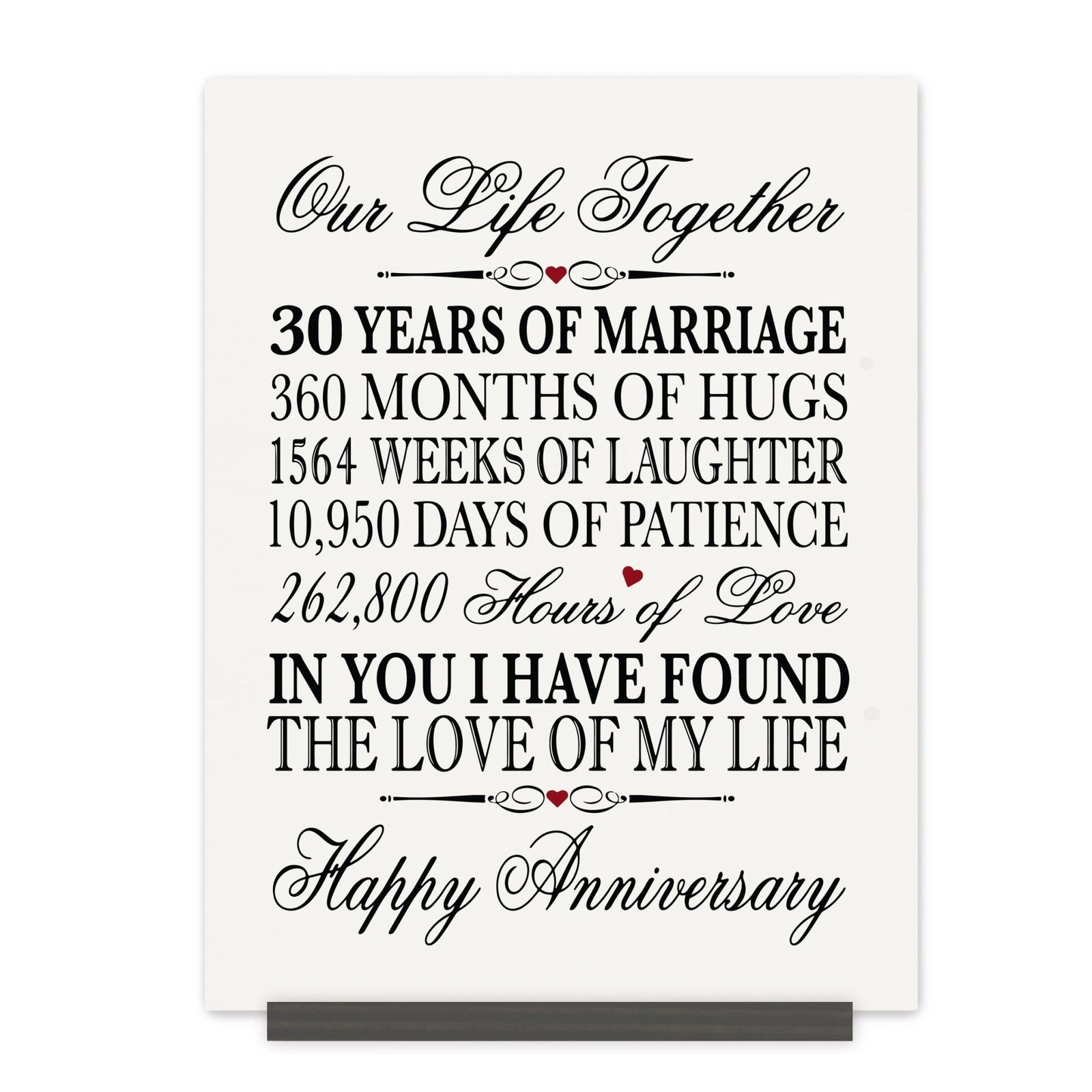 Anniversary Sign with Stand - Our Life Together Months Weeks Days Hours - LifeSong Milestones