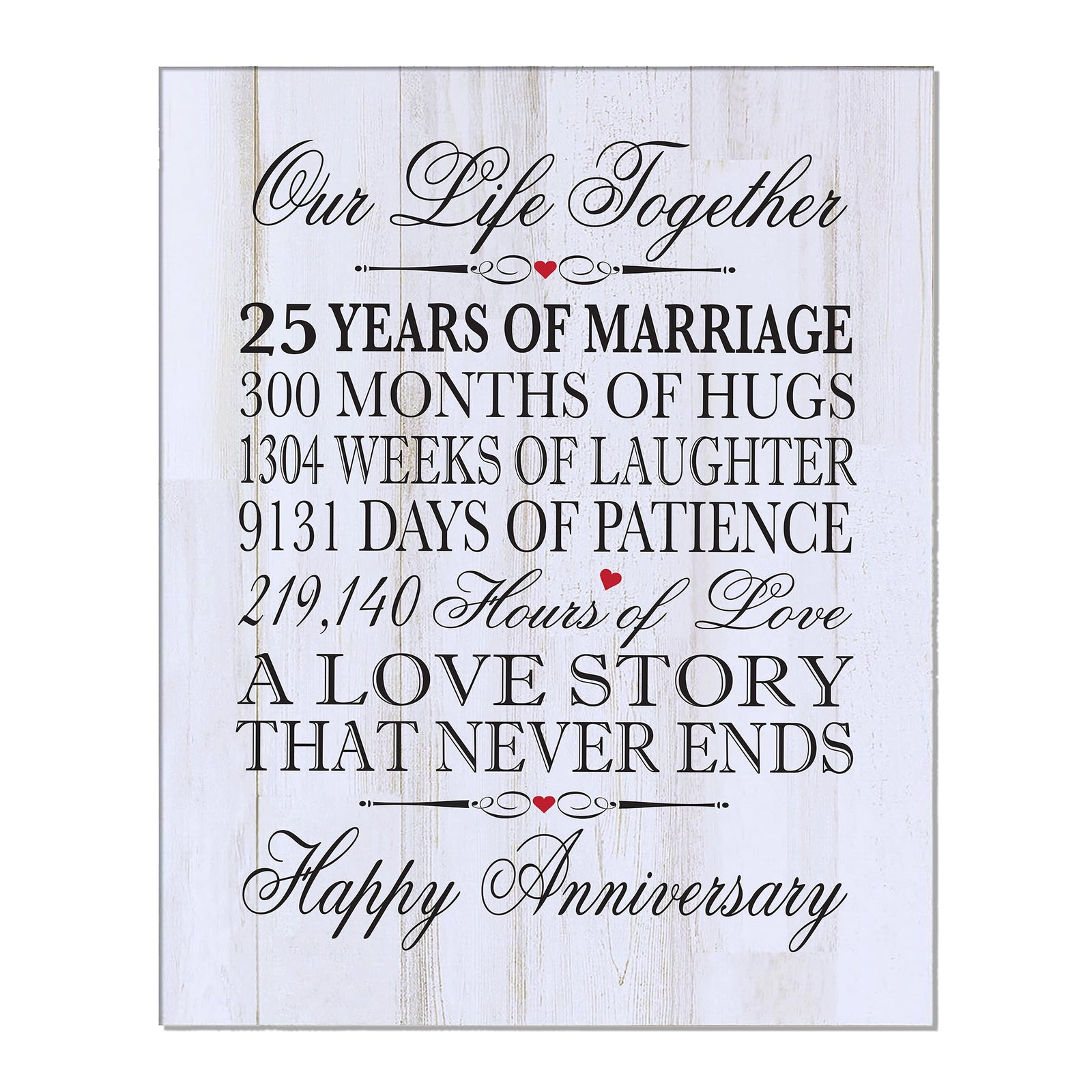 Anniversary White Distressed Wall Plaque - Our Life Together - LifeSong Milestones