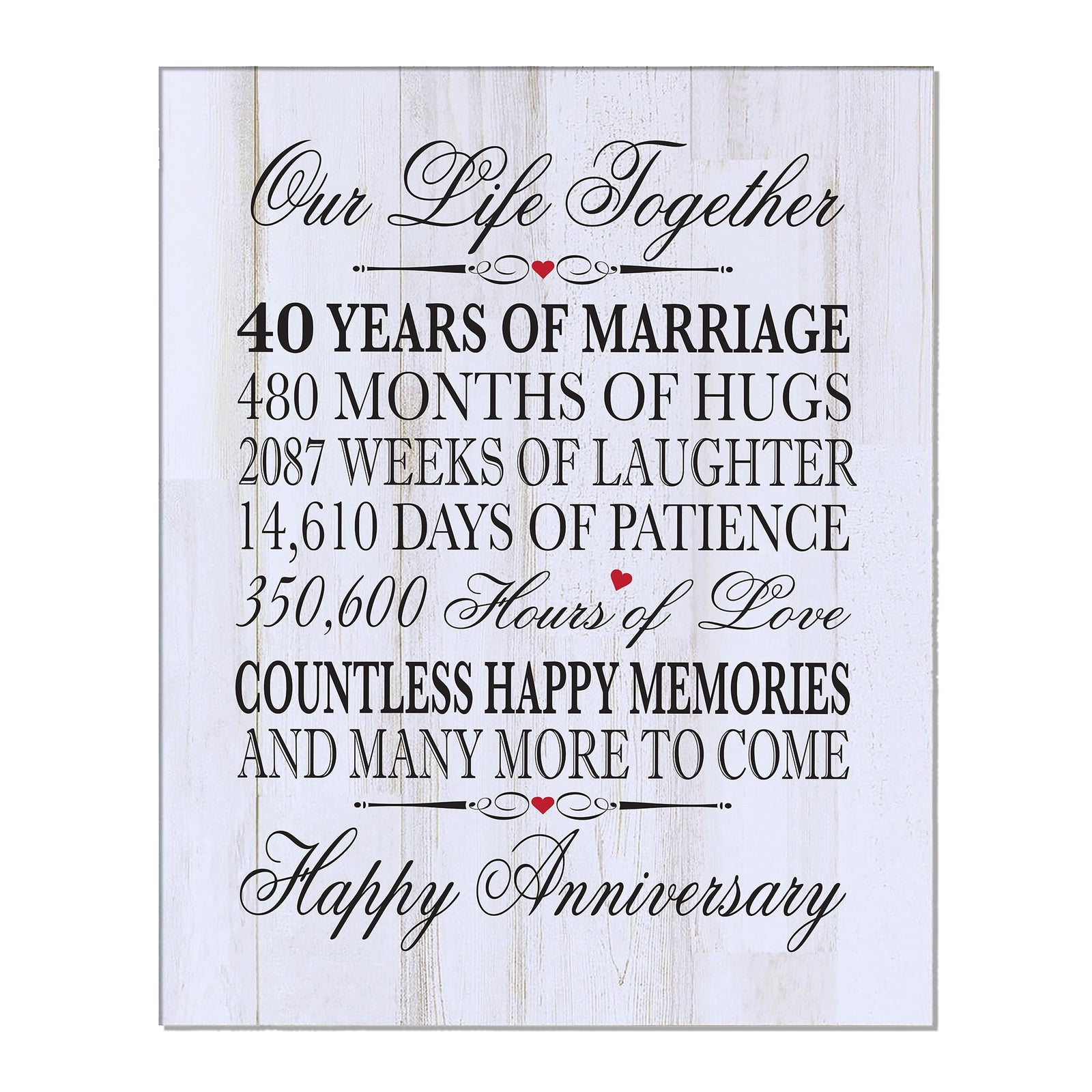 Anniversary White Distressed Wall Plaque - Our Life Together - LifeSong Milestones
