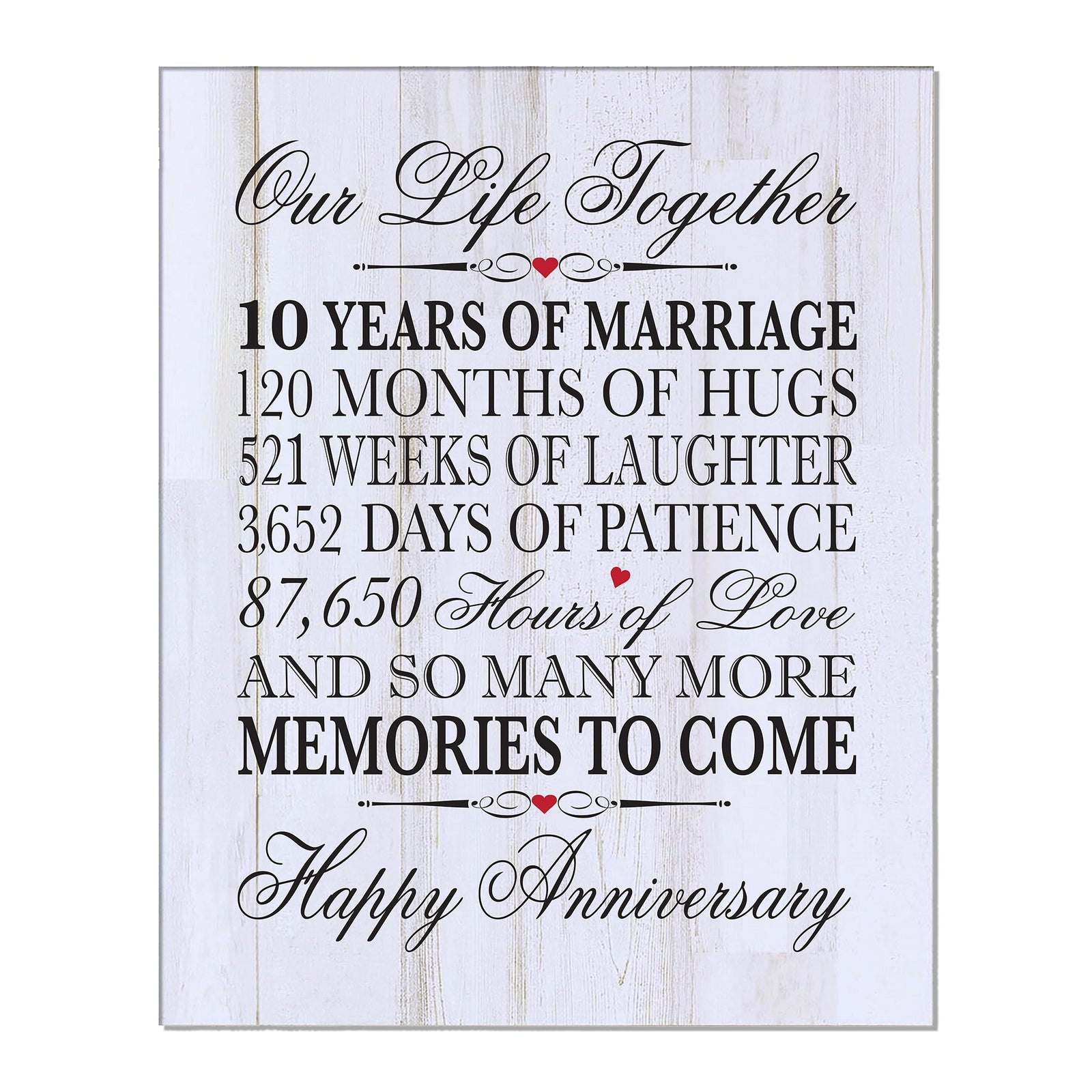 Anniversary White Distressed Wall Plaque - Our Life Together - LifeSong Milestones