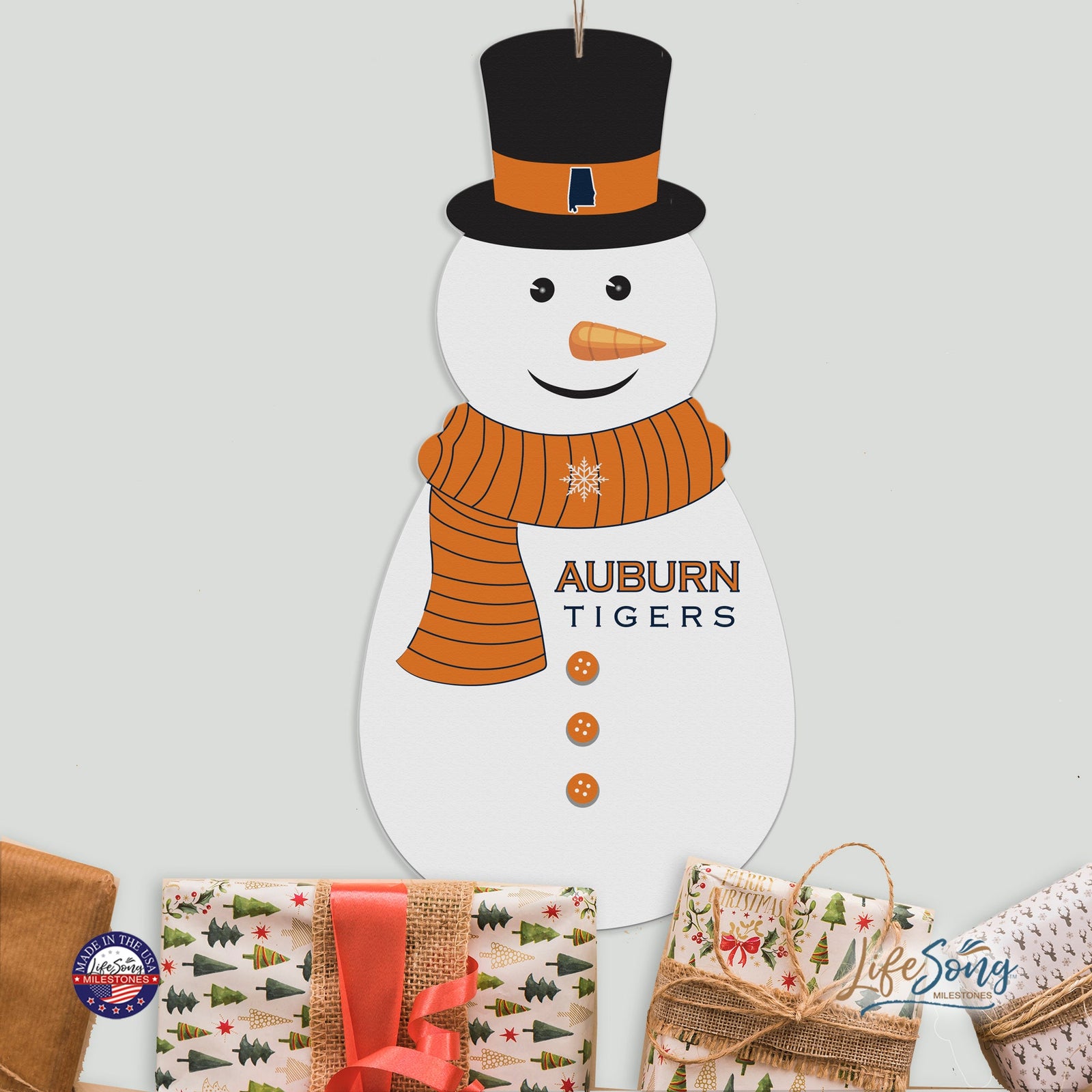 Auburn Tigers Snowman Christmas Tree Ornament - LifeSong Milestones
