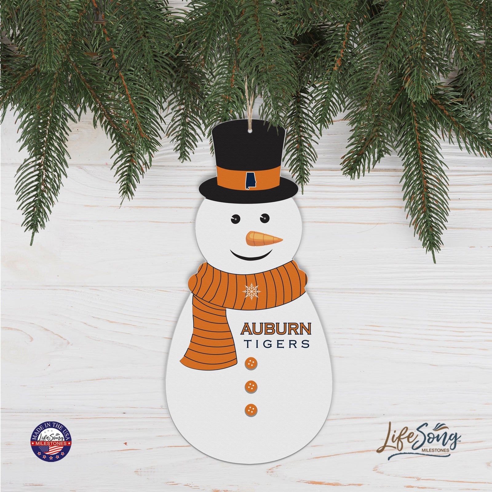 Auburn Tigers Snowman Christmas Tree Ornament - LifeSong Milestones