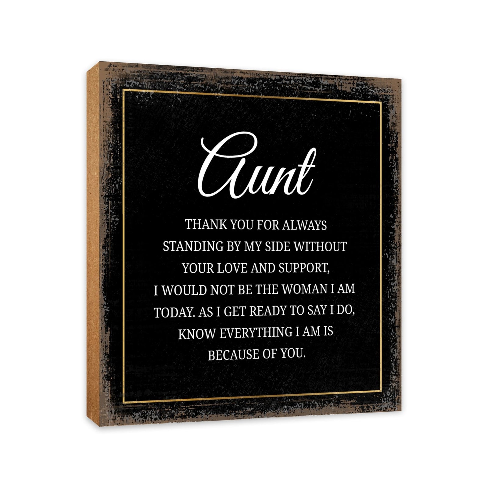 Aunt Thank You Floral 6x6 Inches Wood Family Art Sign Tabletop and Shelving For Home Décor - LifeSong Milestones