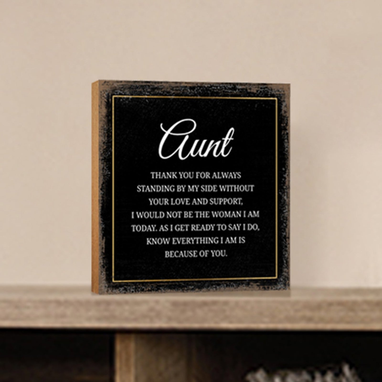 Aunt Thank You Floral 6x6 Inches Wood Family Art Sign Tabletop and Shelving For Home Décor - LifeSong Milestones