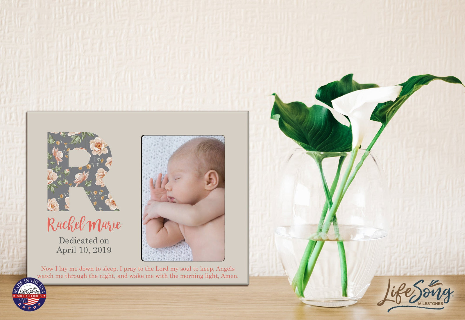 Baby Birth Announcement Photo Frame For Boys and Girls Prayer - LifeSong Milestones