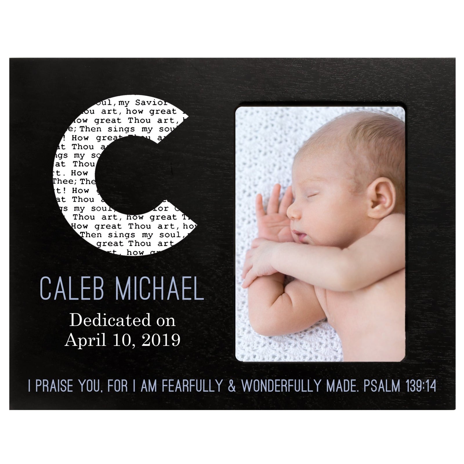 Baby Birth Announcement Photo Frame For Boys and Girls Psalm 139:14 - LifeSong Milestones