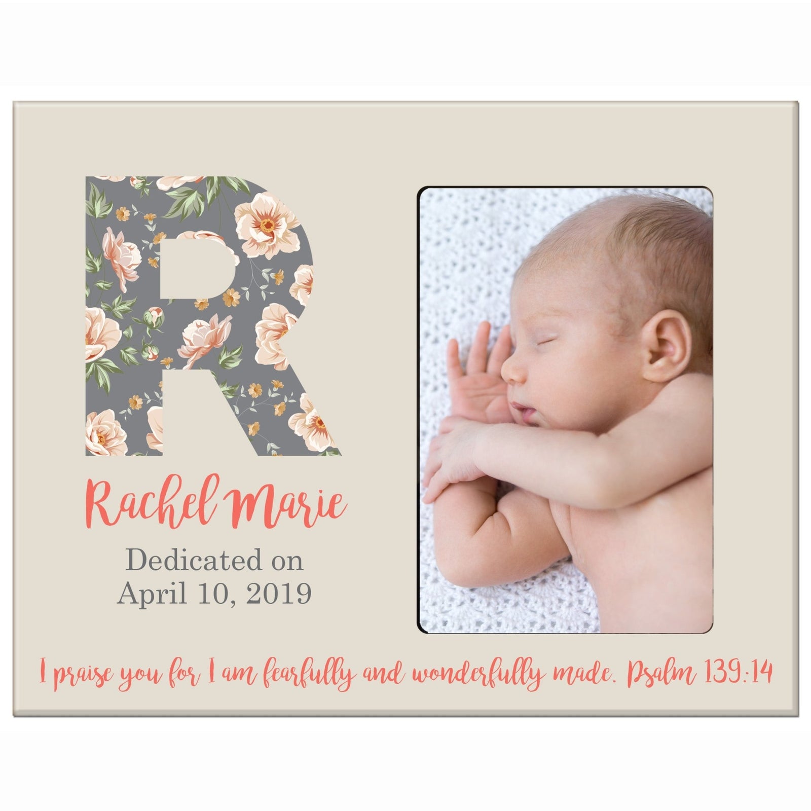 Baby Birth Announcement Photo Frame For Boys and Girls Psalm 139:14 - LifeSong Milestones