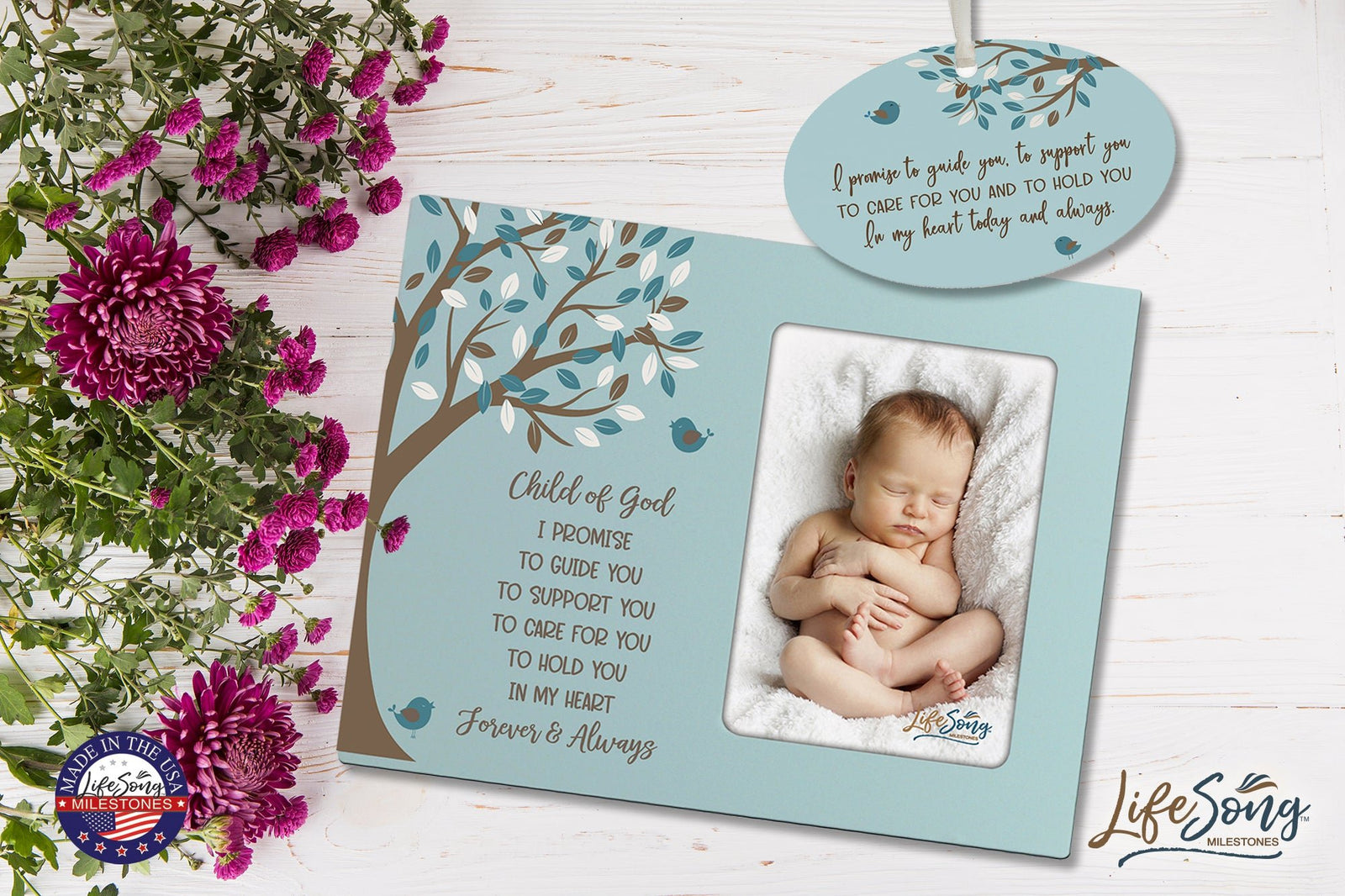 Baptism Picture Frame and Ornament Bundle - I Promise - LifeSong Milestones