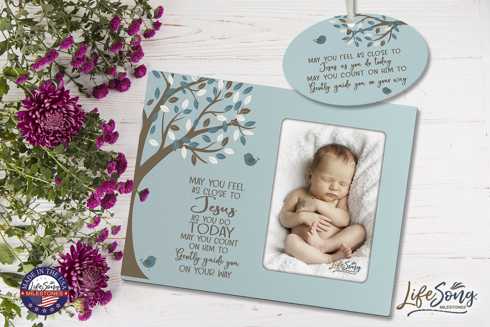 Baptism Picture Frame and Ornament Bundle - May You Feel - LifeSong Milestones