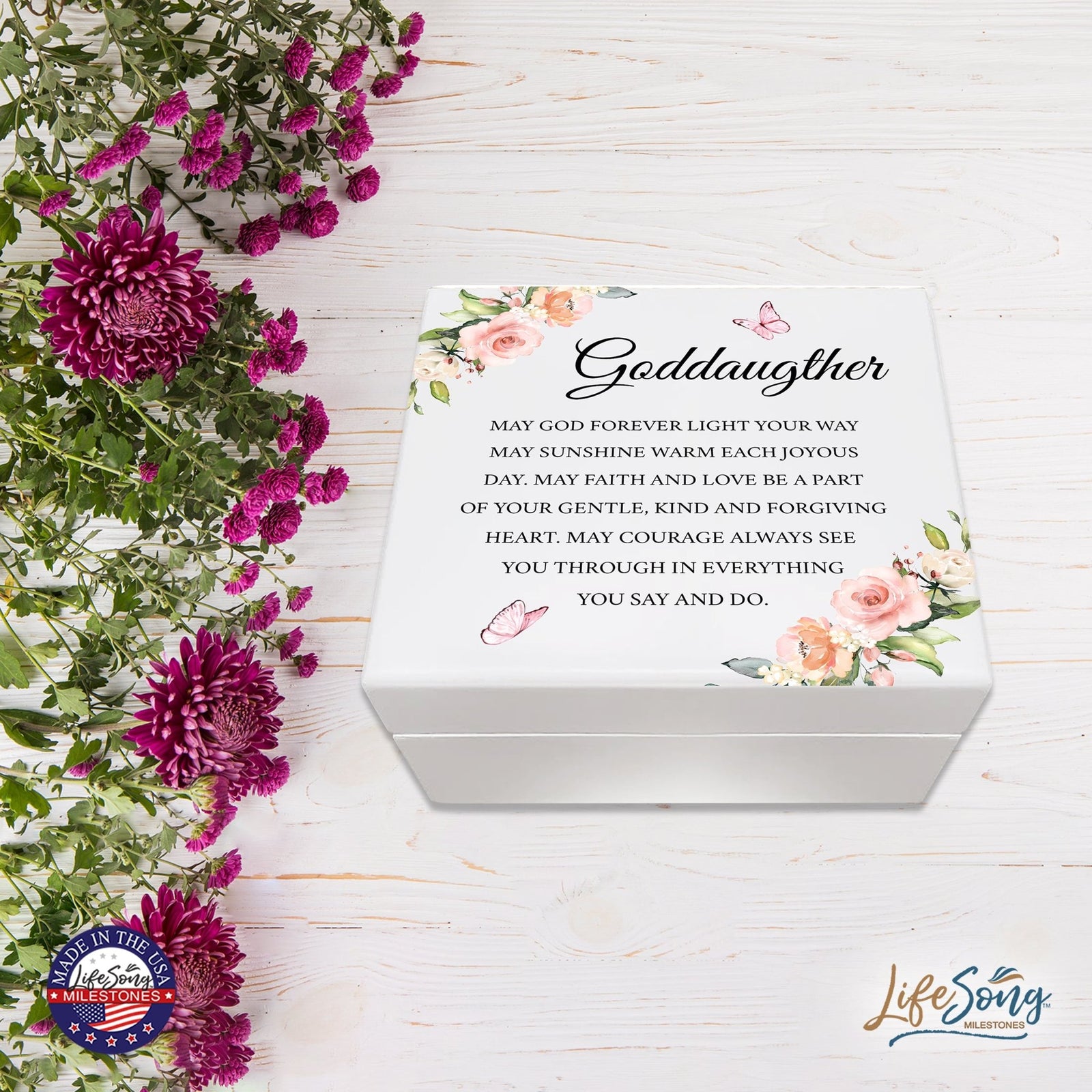 Lifesong Milestones Inspirational Baptism Keepsake Jewelry Box Gift for Goddaughter