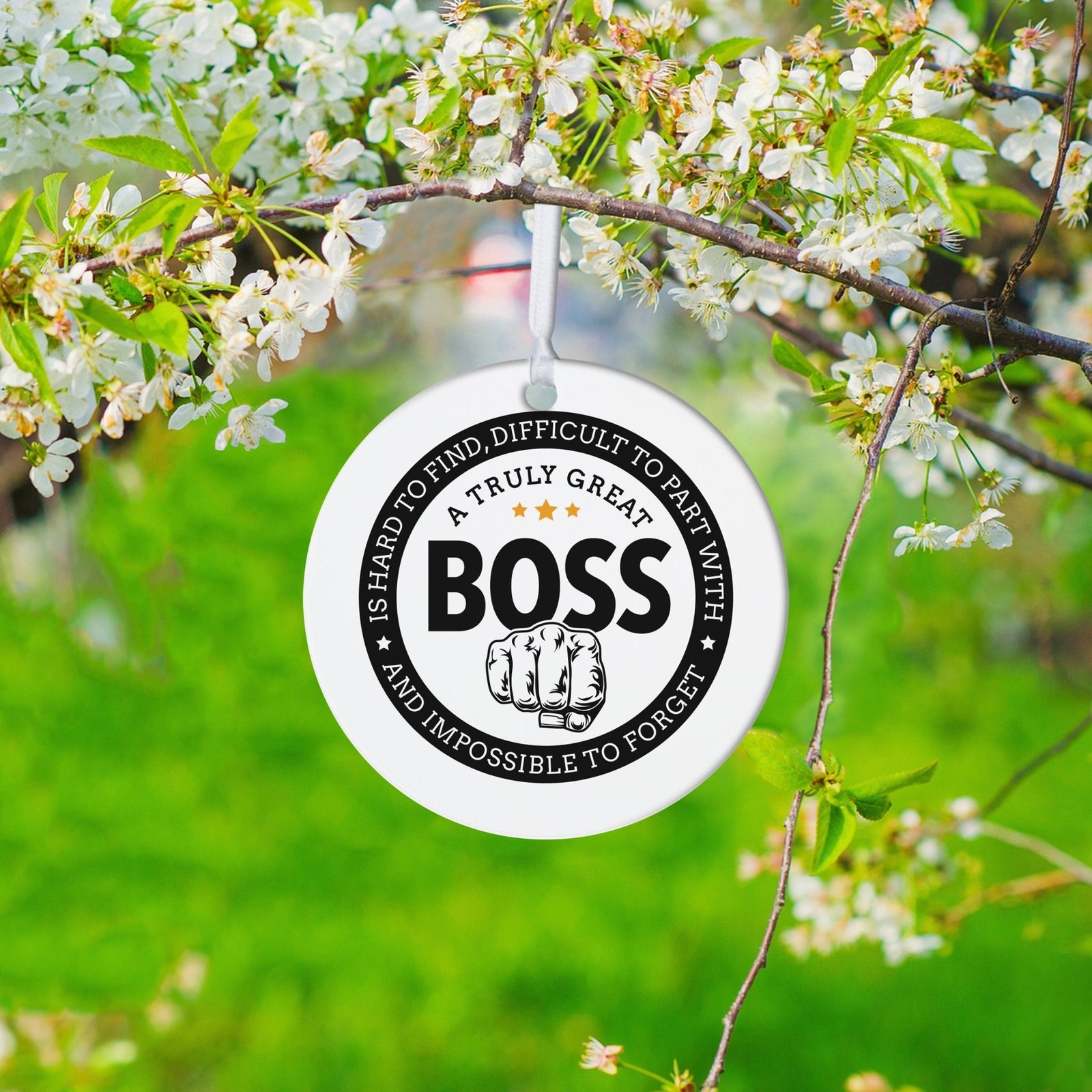 Boss / Leader White Ornament With Inspirational Message Gift Ideas - A truly Great Boss - LifeSong Milestones