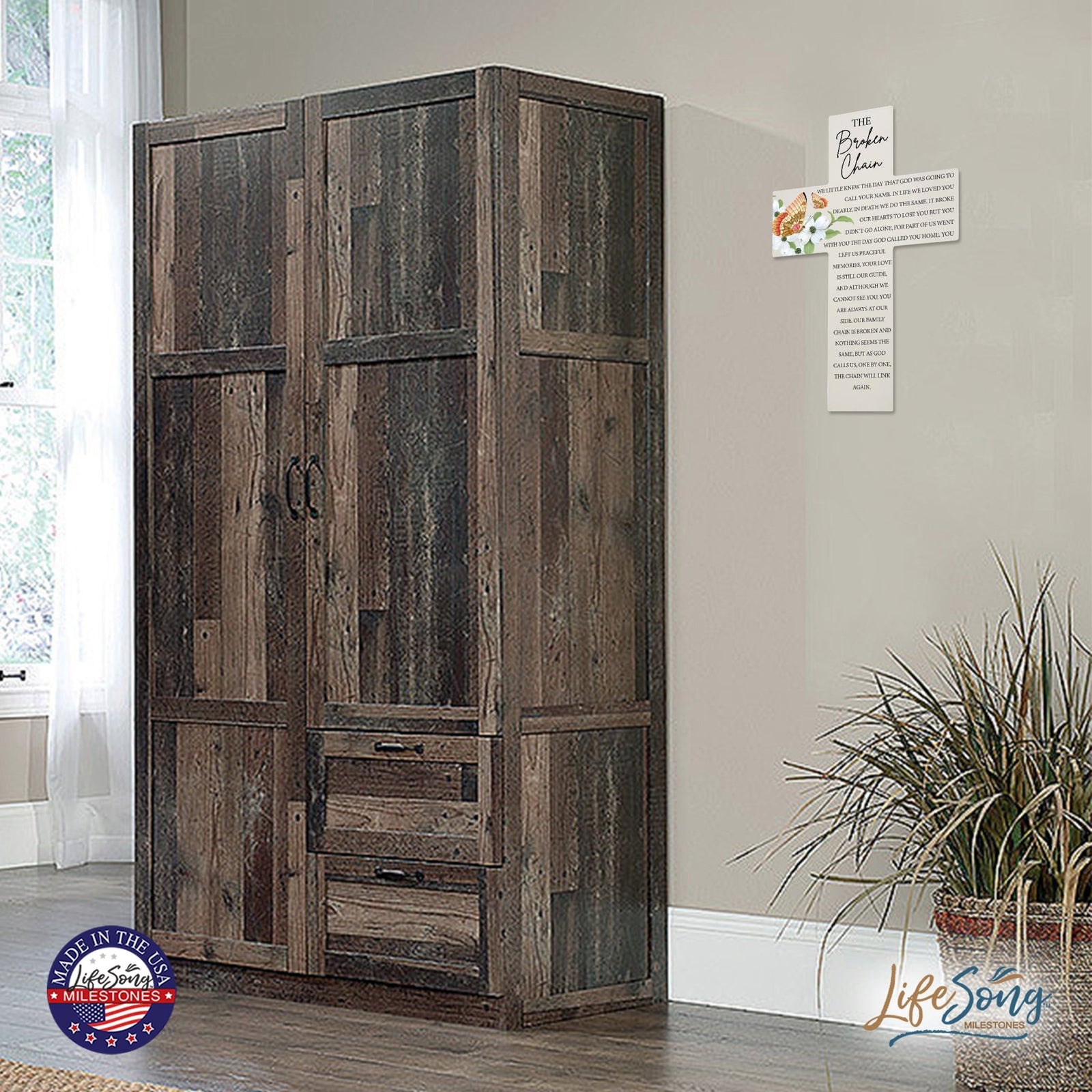 Butterfly Memorial Wall Cross For Loss of Loved One The Broken Chain Orange (Butterfly) Quote Bereavement Keepsake 14 x 9.25 The Broken Chain We Little Knew The Day That god Was Going To Call Your Name. - LifeSong Milestones