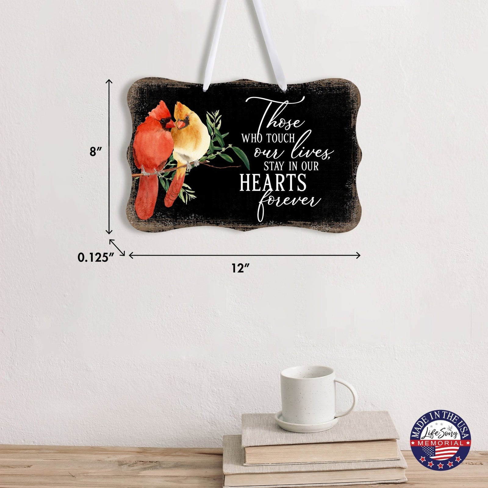 Cardinal Hanging Memorial Ribbon Wall Signs for Loss of Loved One - LifeSong Milestones