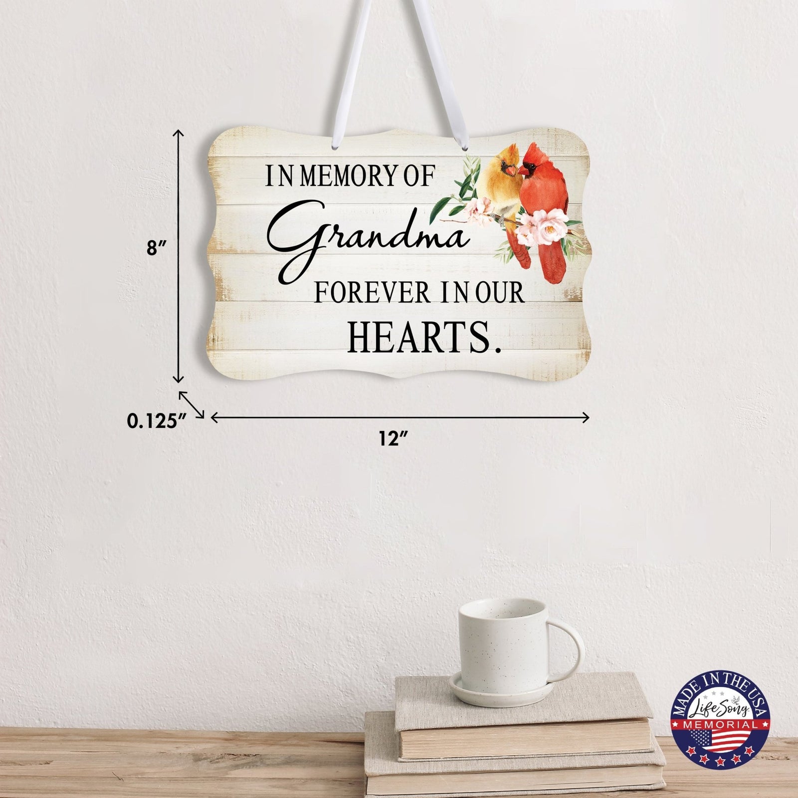 Cardinal Hanging Memorial Ribbon Wall Signs for Loss of Loved One - LifeSong Milestones