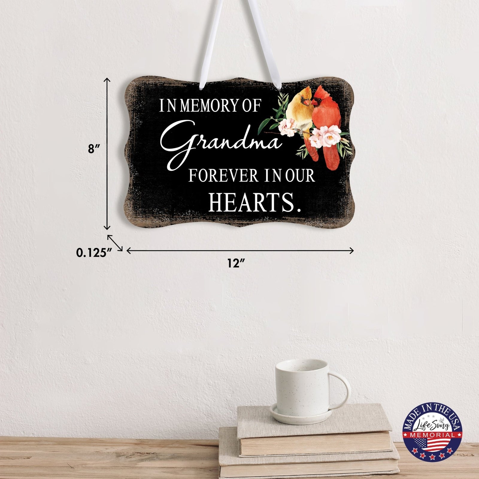 Cardinal Hanging Memorial Ribbon Wall Signs for Loss of Loved One - LifeSong Milestones