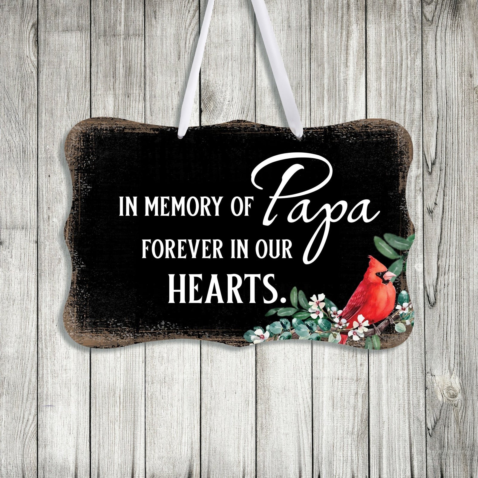 A Lifesong Milestones Memorial Wall Hanging Sign featuring a memorial ribbon sign to commemorate the loss of a loved one.