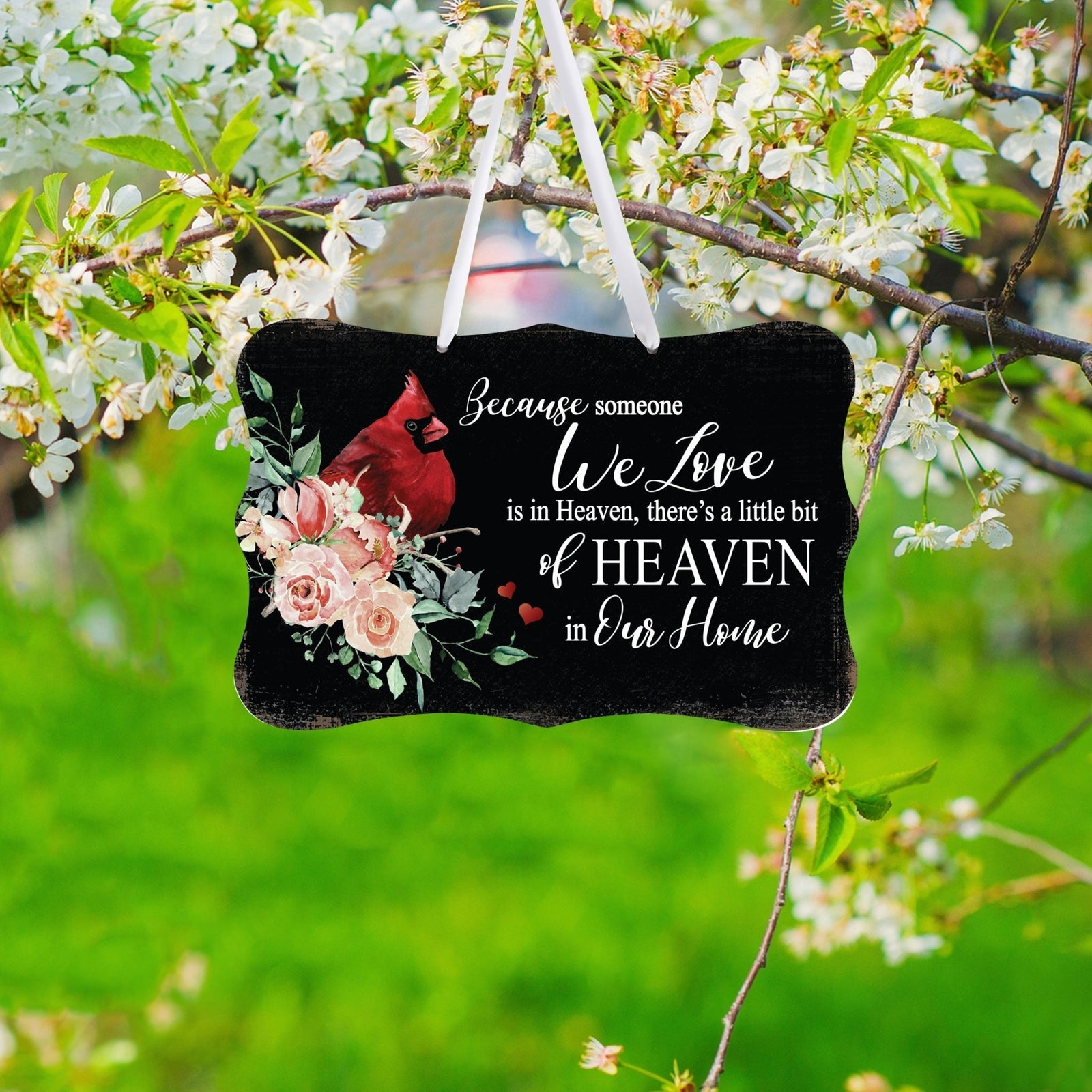 A Lifesong Milestones Memorial Wall Hanging Sign featuring a memorial ribbon sign to commemorate the loss of a loved one.