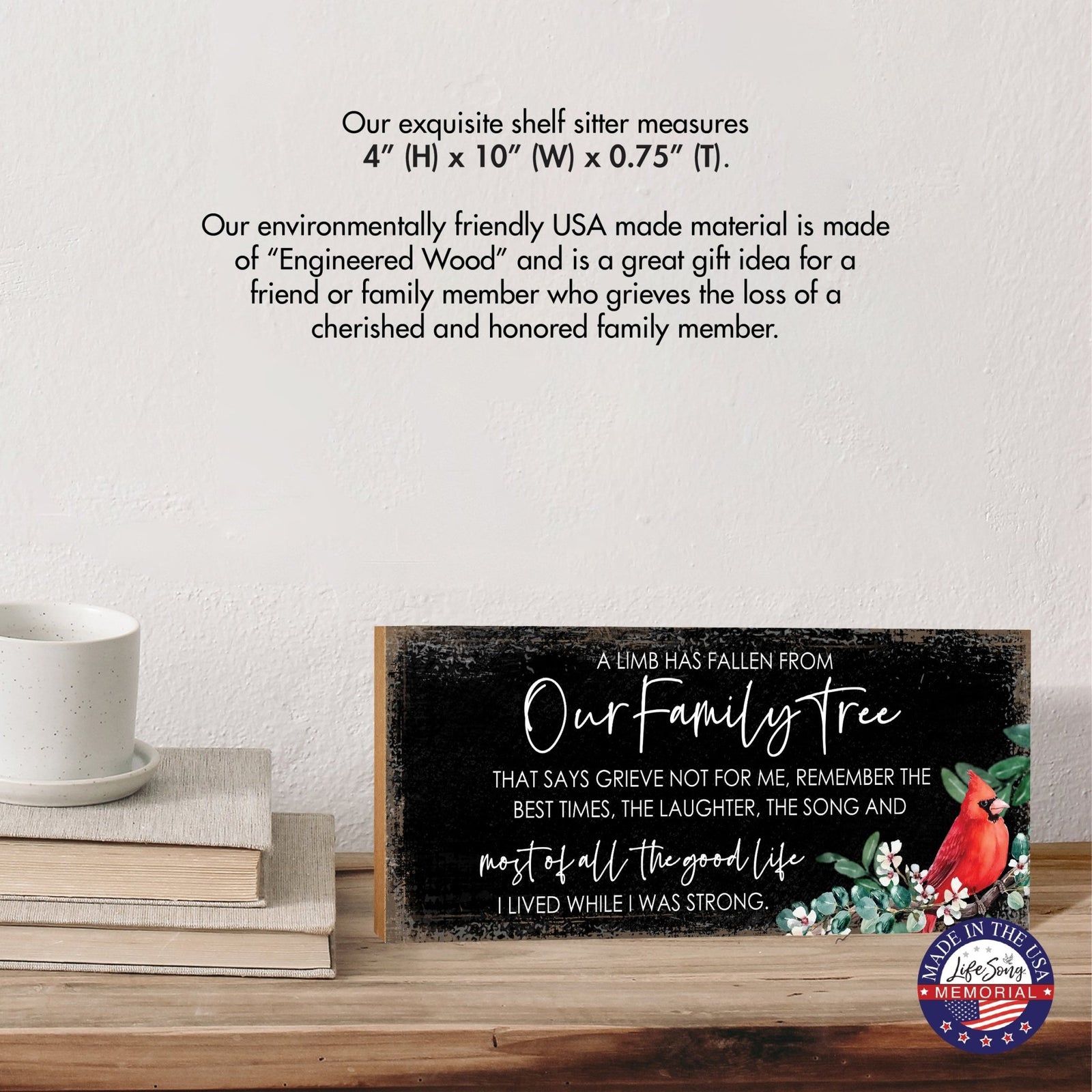 Cardinal Memorial Shelf Décor and Tabletop Signs for Loss of Loved One - LifeSong Milestones