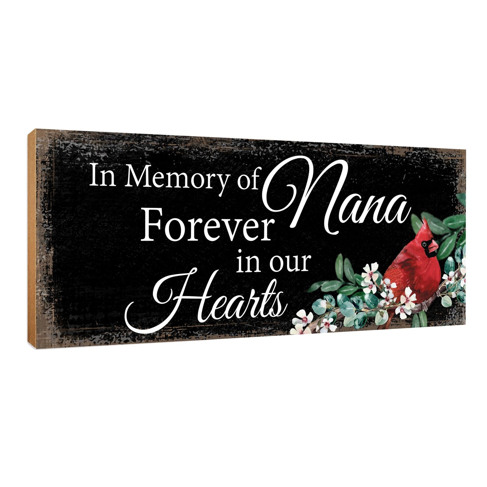 Wooden memorial shelf decor and tabletop memorial decorations to cherish the memory of a loved one.