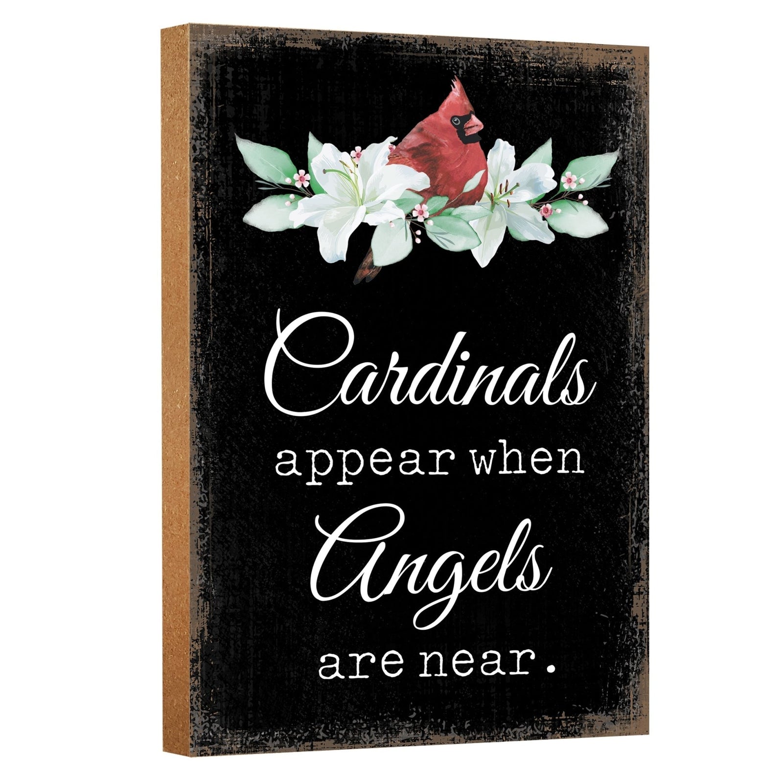 A tabletop memorial sign featuring a beautiful cardinal, a touching memorial gift for the loss of a loved one.