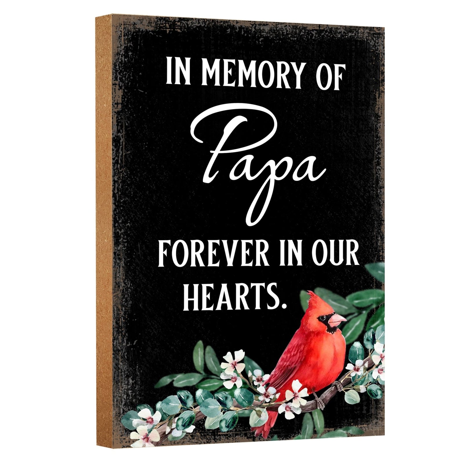 Wooden memorial shelf decor and tabletop memorial decorations to cherish the memory of a loved one.