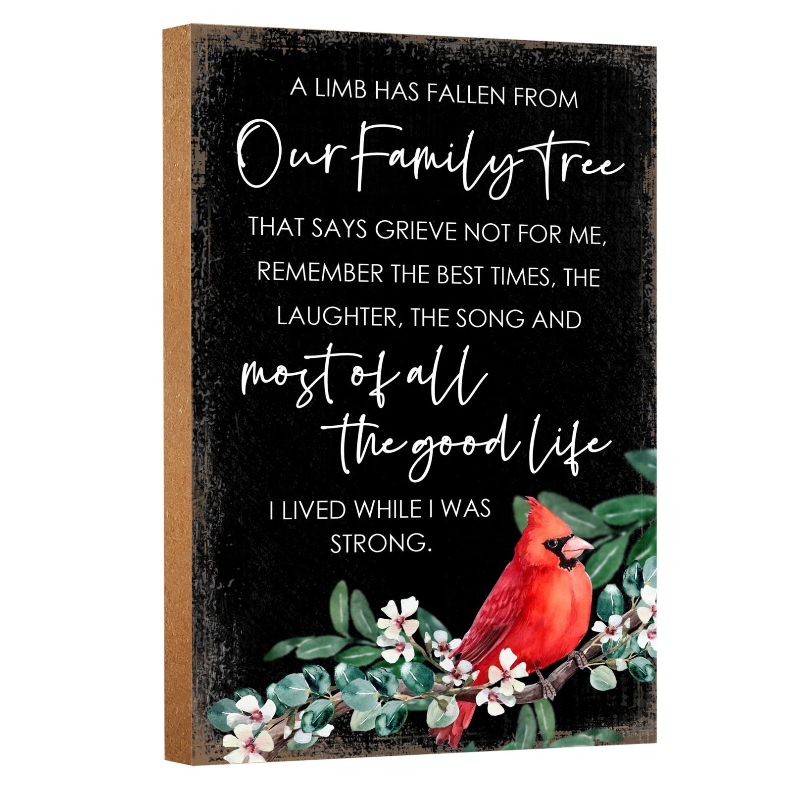 Wooden memorial shelf decor and tabletop memorial decorations to cherish the memory of a loved one.