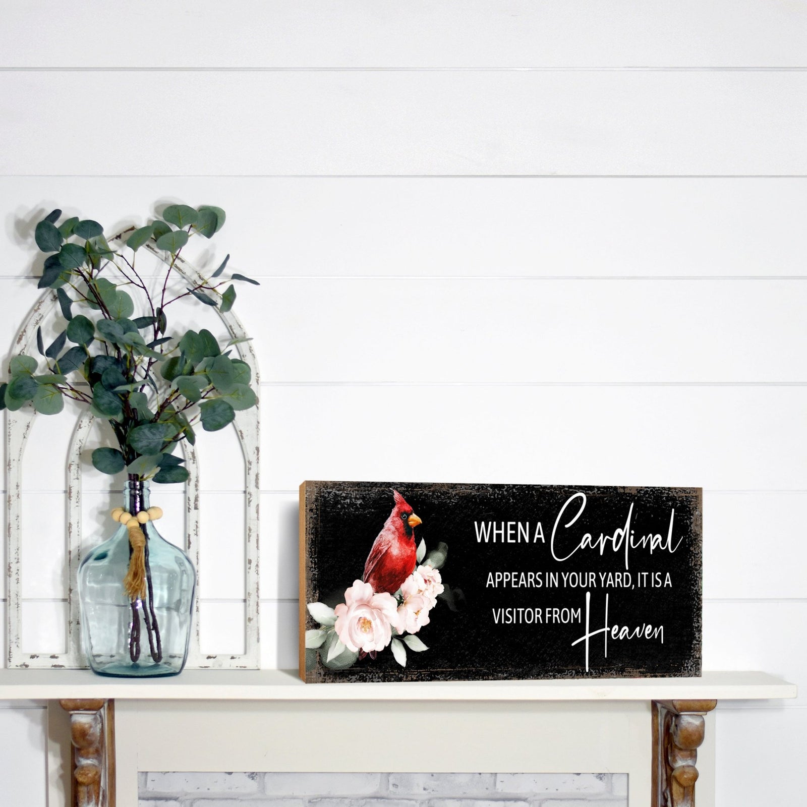 Cardinal Memorial Shelf Décor and Tabletop Signs Sympathy Gift - LifeSong Milestones