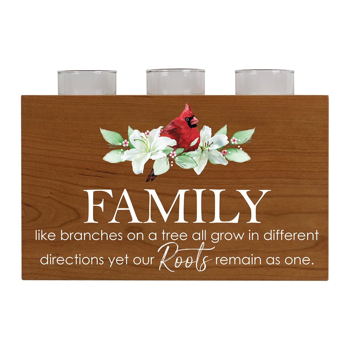 Cardinal Memorial 3 Tealight Candle Holder Cremation Urn For Human Ashes - Family Like Branches
