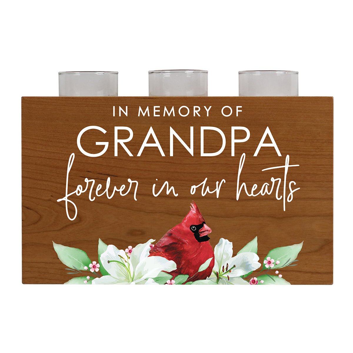 Cardinal Memorial 3 Tealight Candle Holder Cremation Urn For Human Ashes - In Memory Grandpa