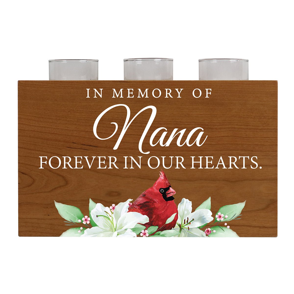Cardinal Memorial 3 Tealight Candle Holder Cremation Urn For Human Ashes - In Memory Nana
