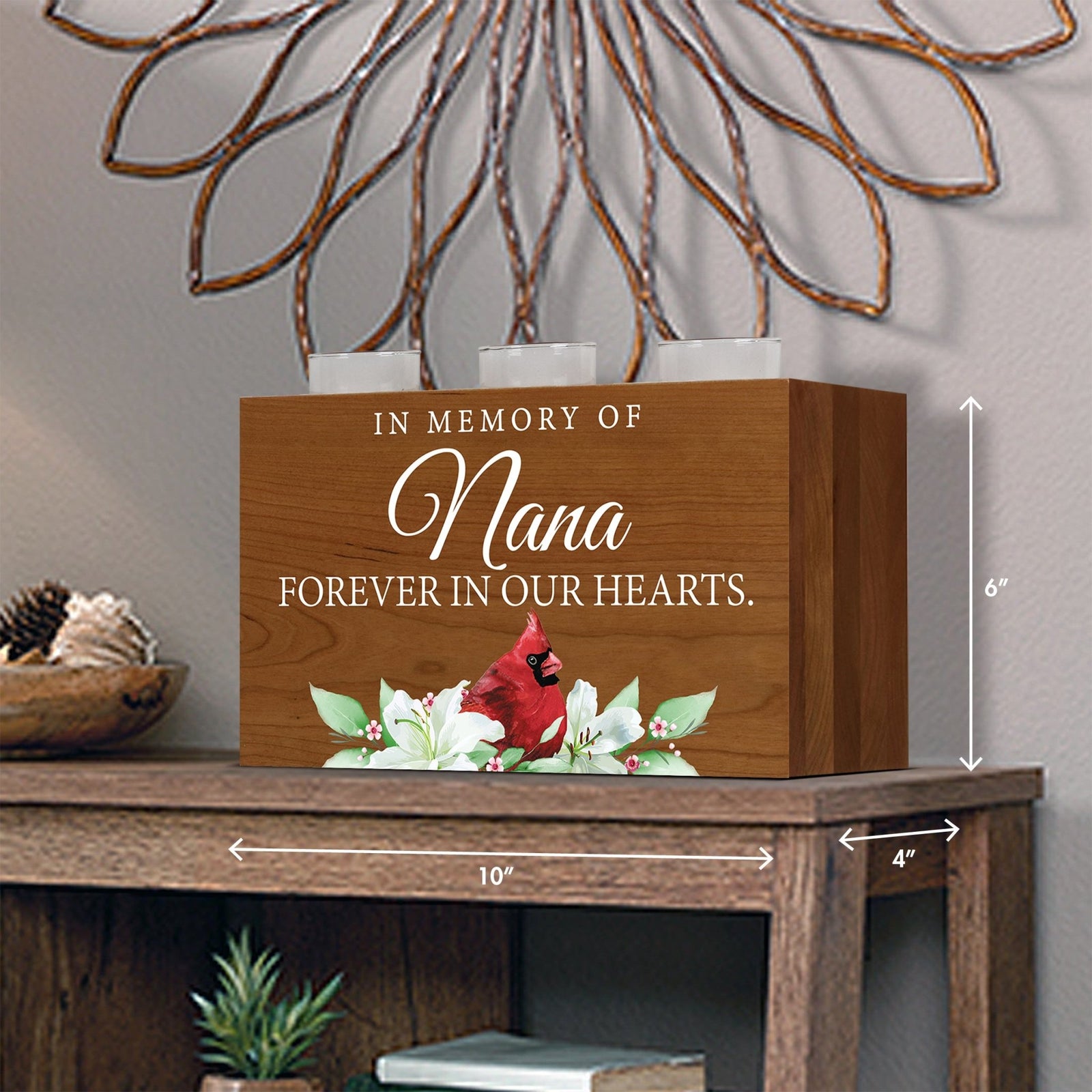 Cardinal Memorial Tealight Candle Holder Cremation Urn For Human Ashes - In Memory Nana - LifeSong Milestones