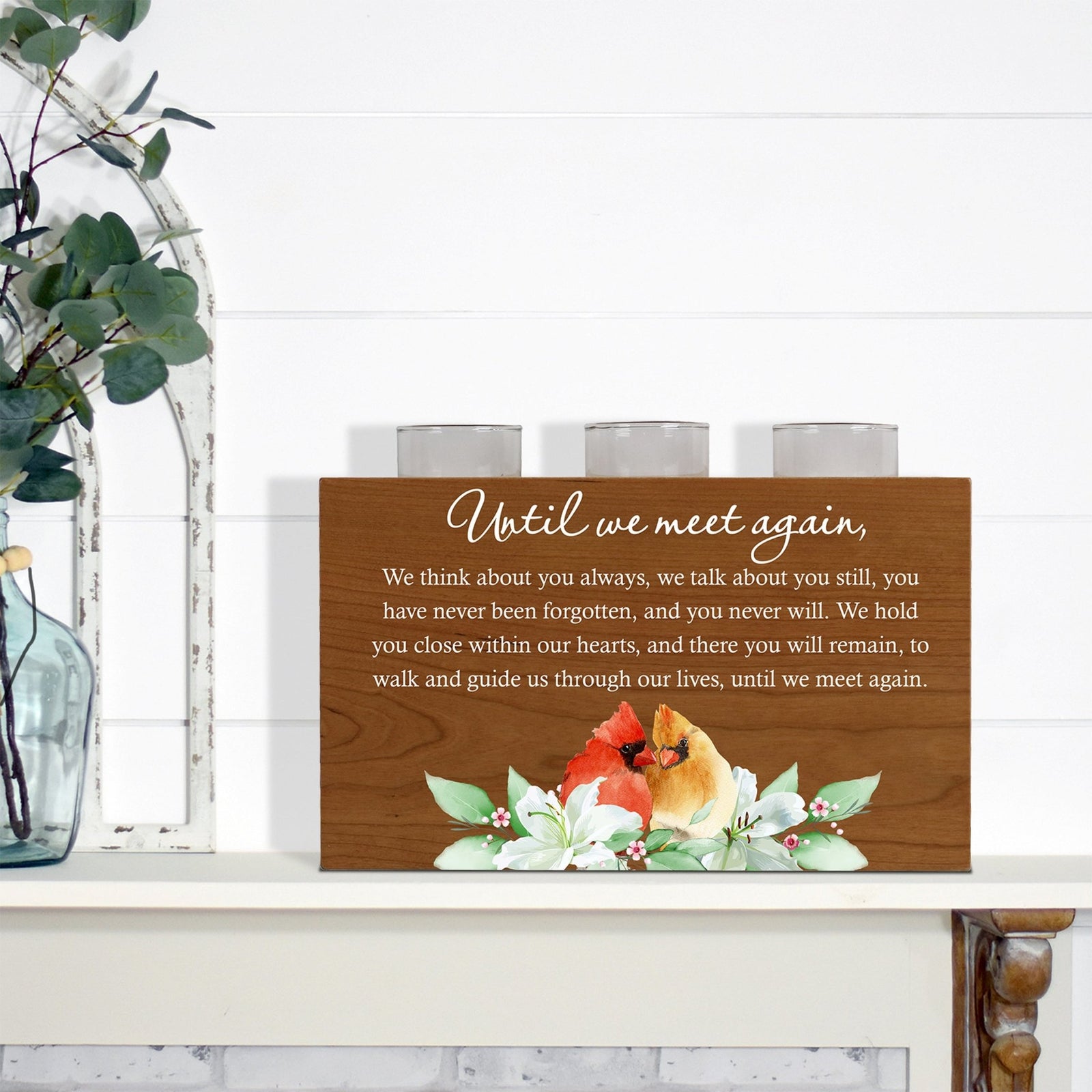 Cardinal Memorial Tealight Candle Holder Cremation Urn For Human Ashes - Until We Meet Again - LifeSong Milestones