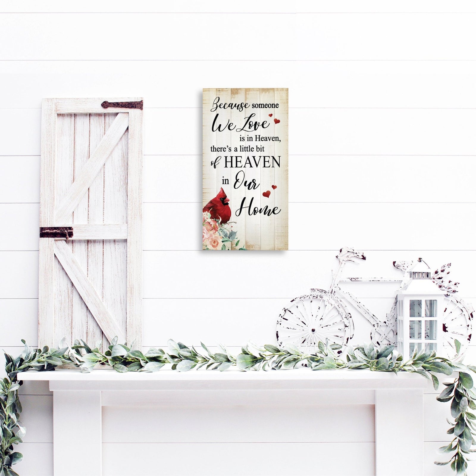 An elegant wooden memorial wall plaque adorned with a cardinal, designed to honor and cherish the memory of your loved one.
