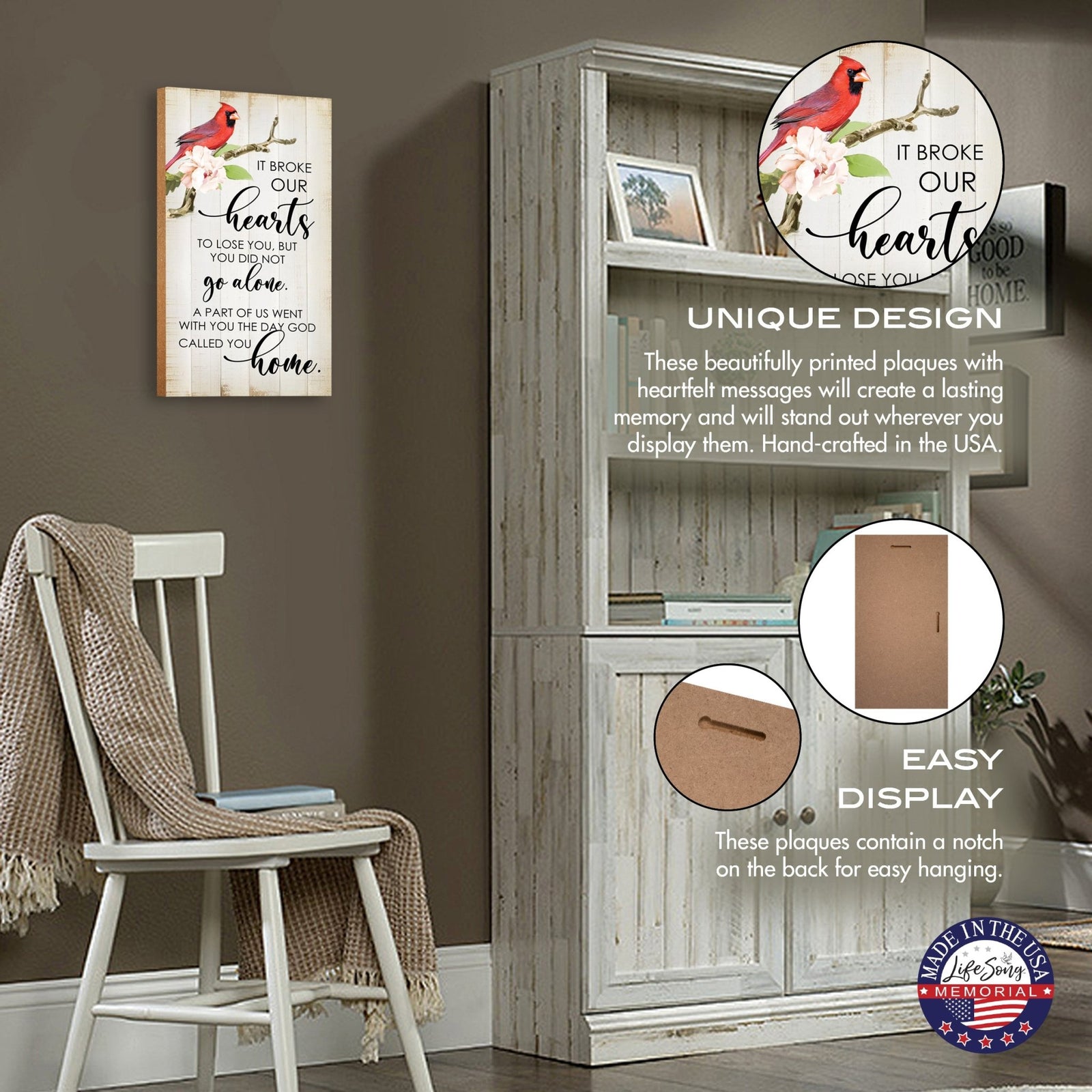 Cardinal Memorial Wall Plaque for Home Decorations - LifeSong Milestones