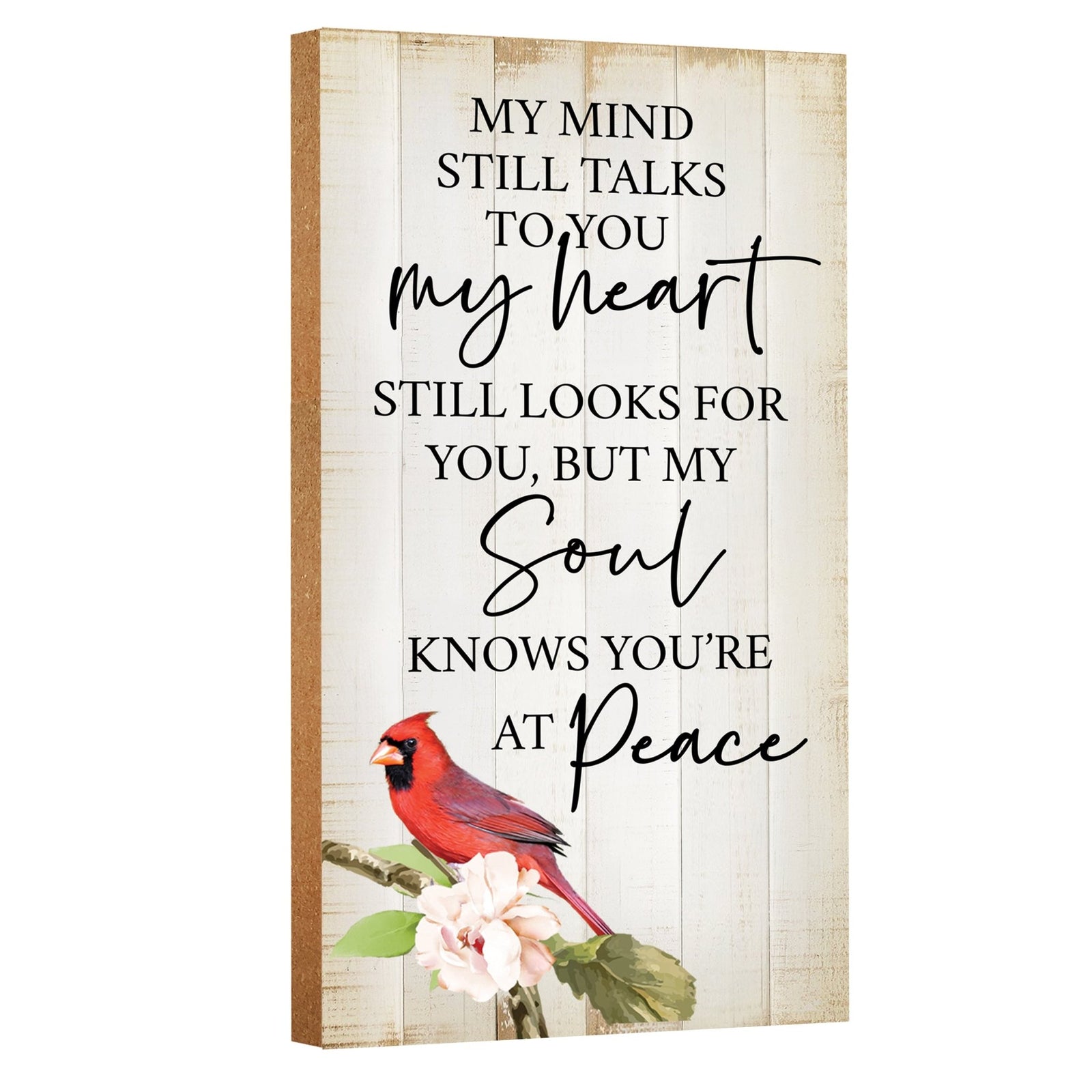 Memorial gifts for the loss of a loved one: A meaningful wooden plaque with a cardinal motif.
