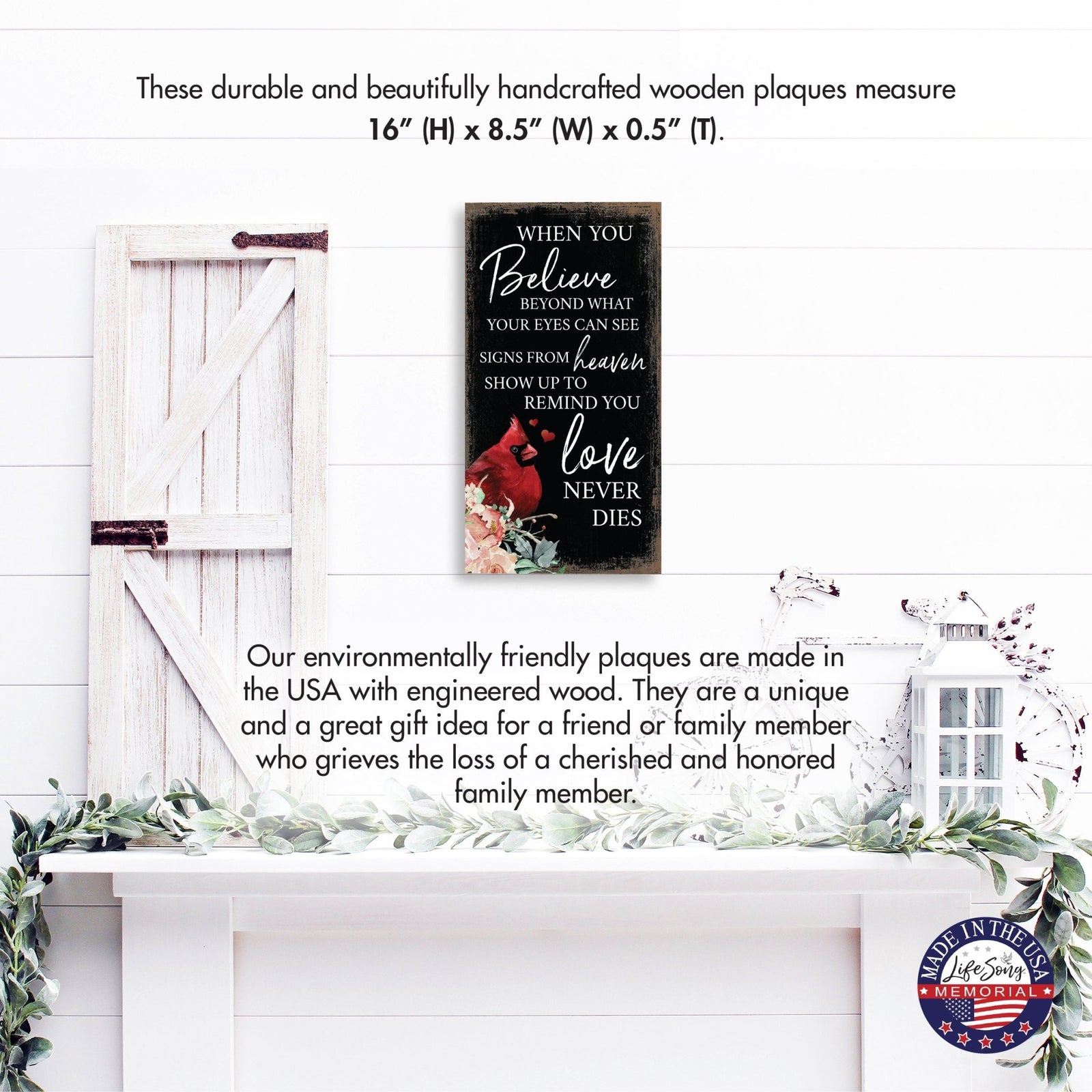 Cardinal Memorial Wall Plaque for Home Decorations - LifeSong Milestones