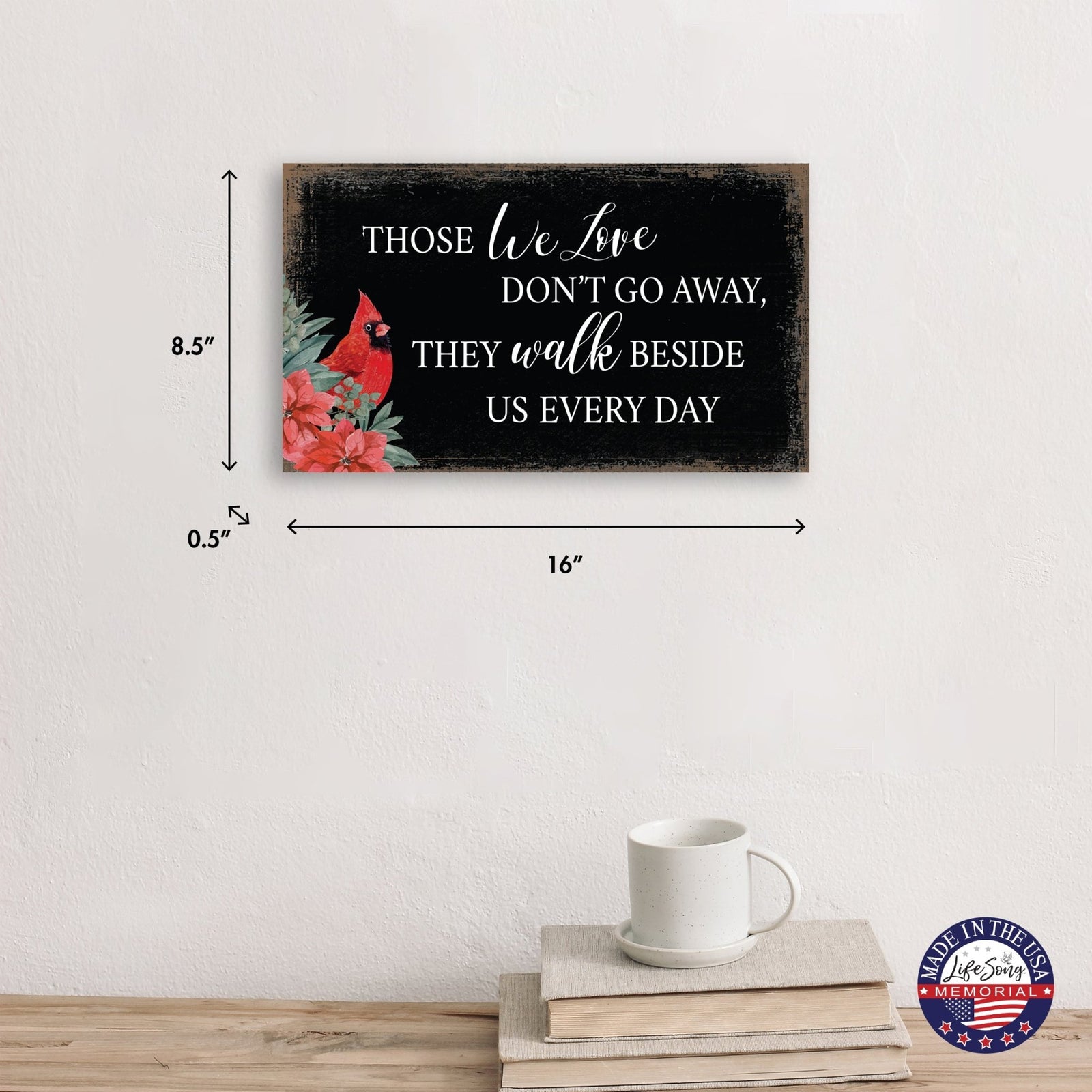 Cardinal Memorial Wooden Wall Plaque Christmas Home Decor - LifeSong Milestones