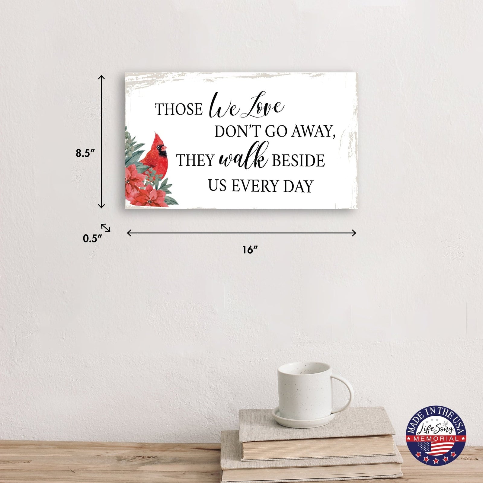 Cardinal Memorial Wooden Wall Plaque Christmas Home Decor - LifeSong Milestones