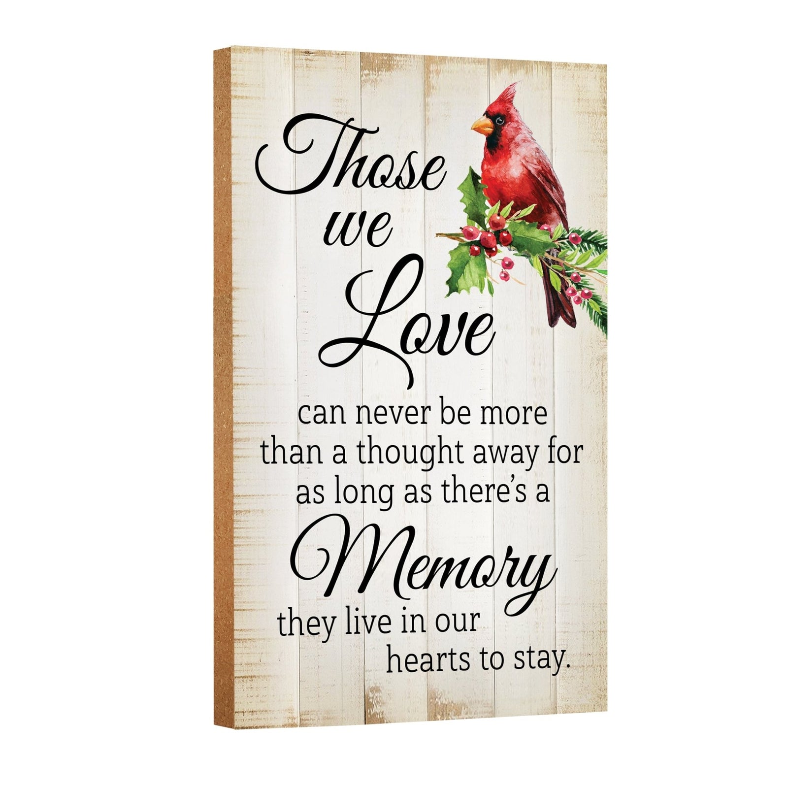 A wooden memorial wall plaque with a cardinal design - Lifesong Milestones Cardinal Memorial Wooden Wall Plaque for Home Decorations.