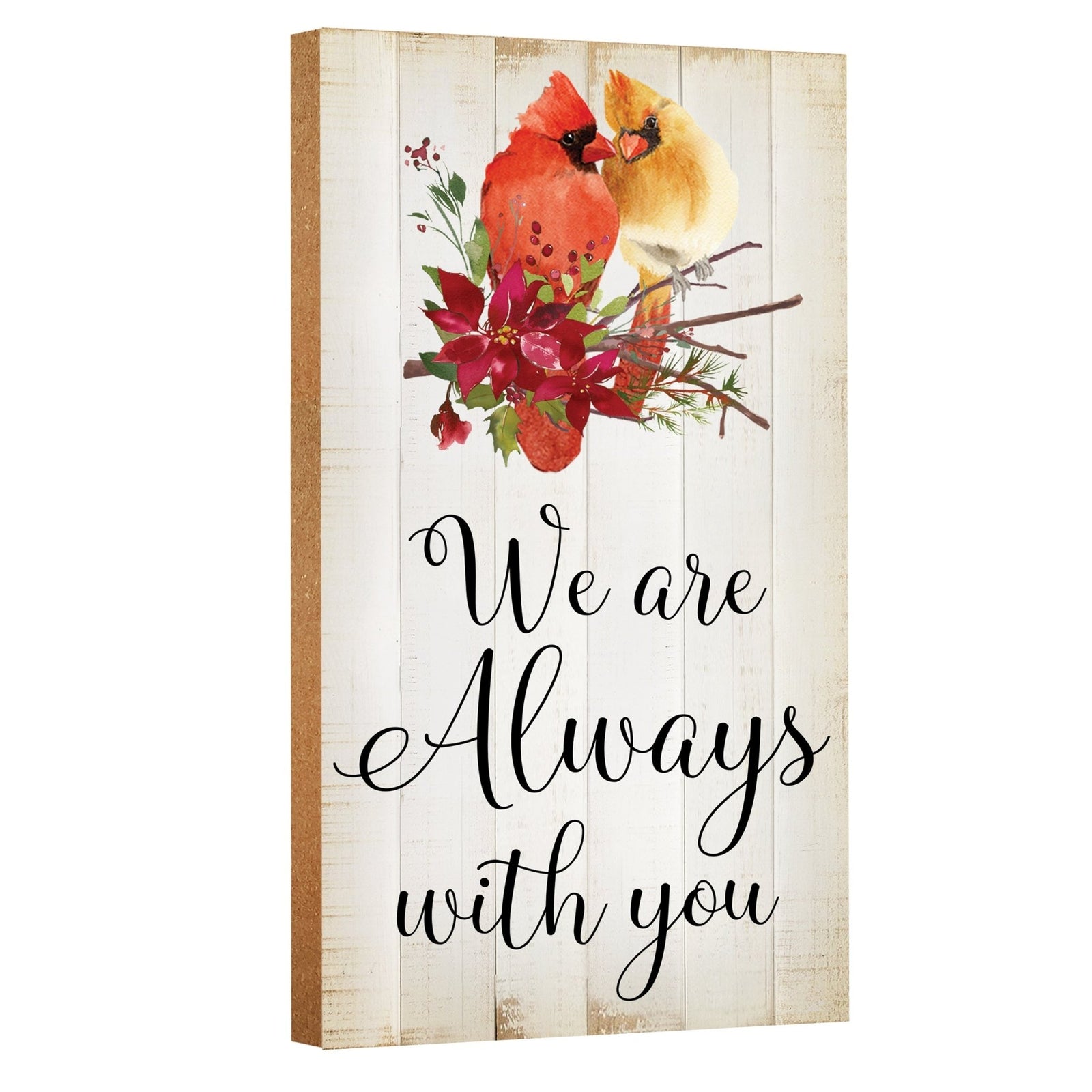 A wooden memorial wall plaque with a cardinal design - Lifesong Milestones Cardinal Memorial Wooden Wall Plaque for Home Decorations.
