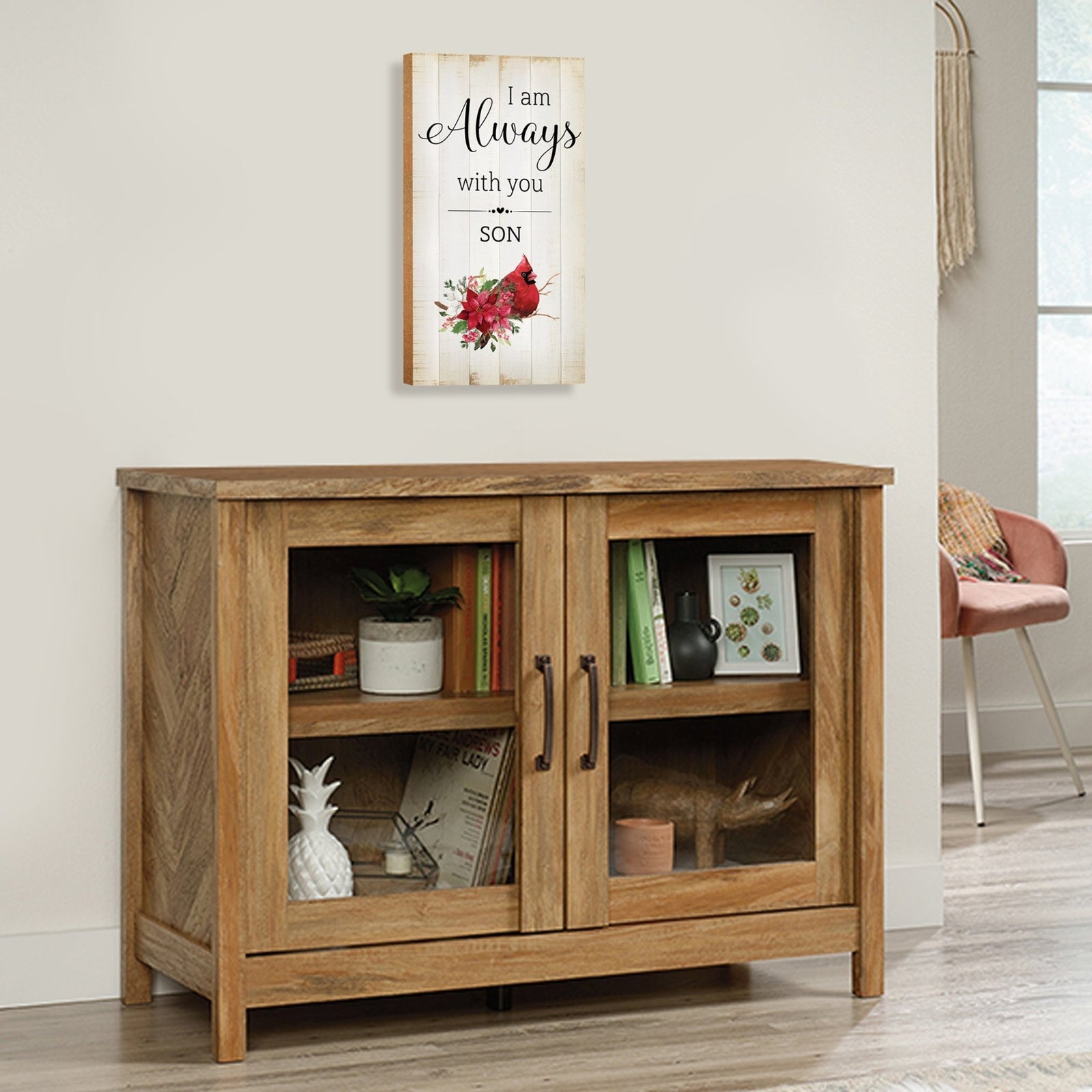 Wooden memorial decor to commemorate a loved one.